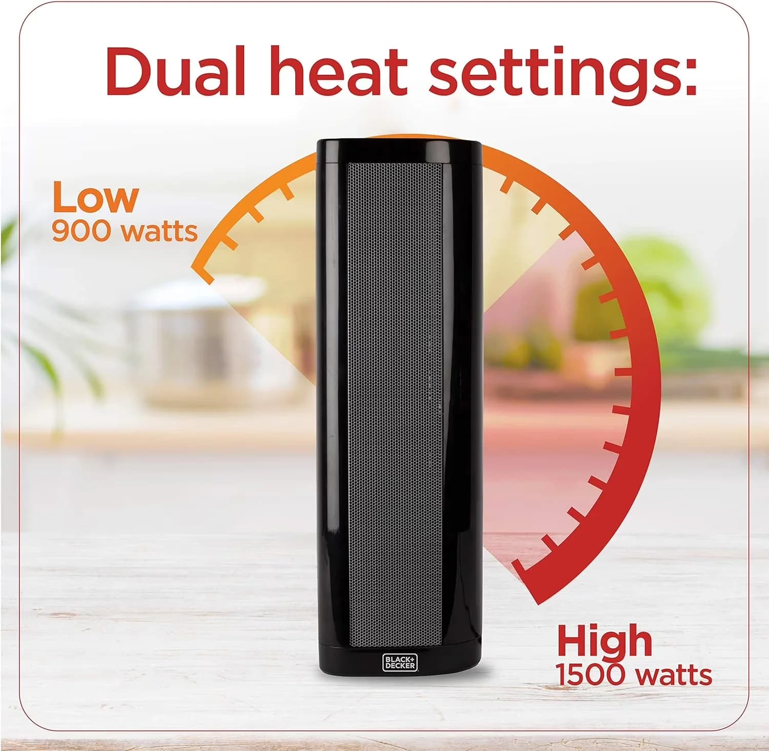 Essential Portable And Electric Space Heater with 1500W, Automatic Shutoff, Horizontal or Vertical Use - Black Model F33261