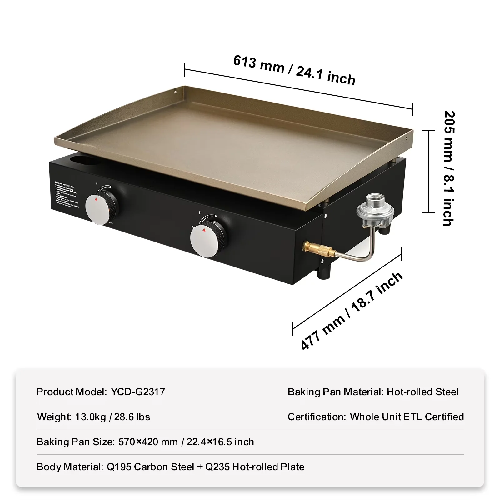Efficient Flat Top Grill with Portable, Non-Adhesive Cooking Plate - Black Stainless Steel Model DC4E1D