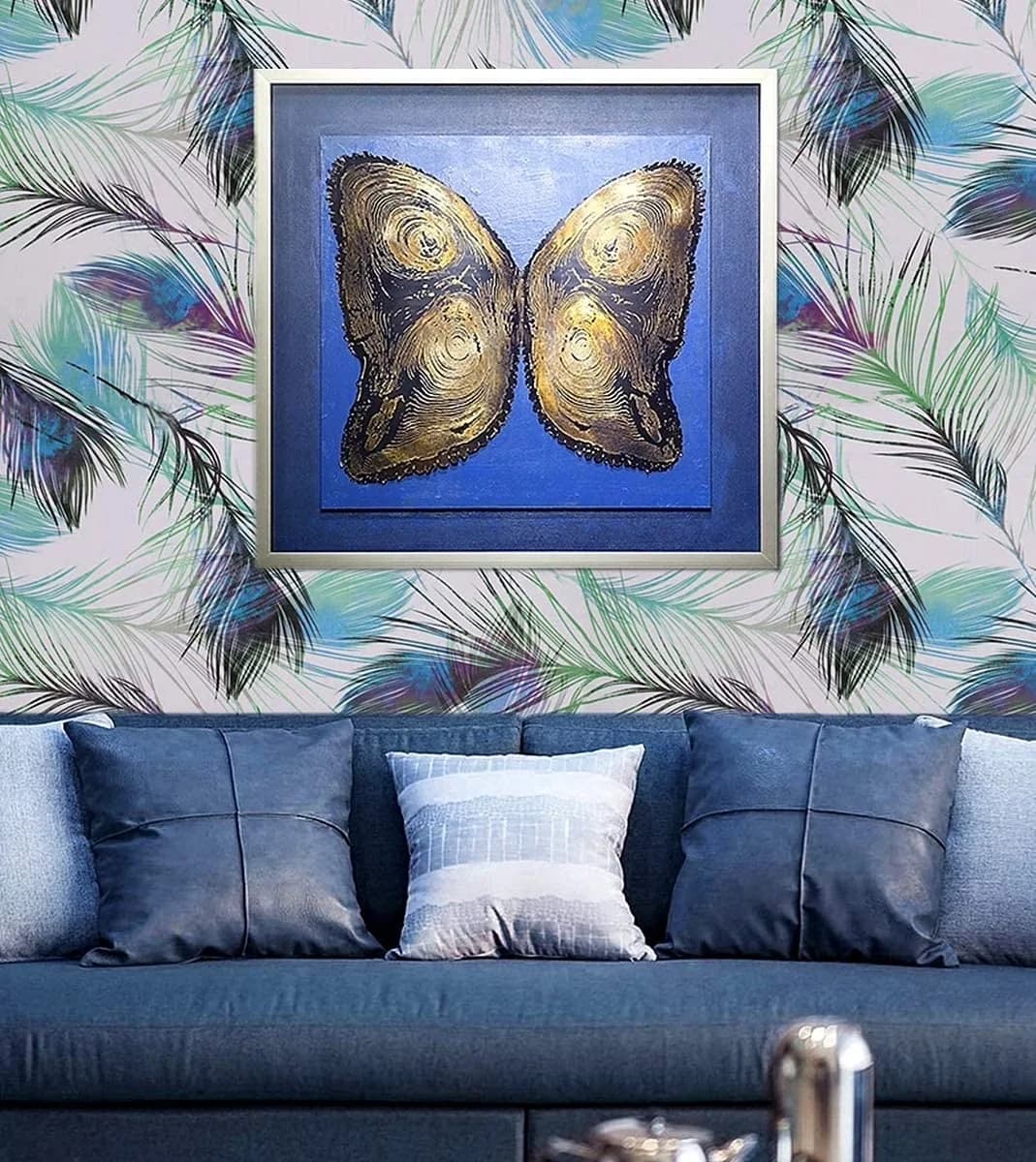 Essential Wallpaper with Easy To Clean, Name: Feather Peel and Stick Wallpaper - Pvc Multicolor Model 5A6700