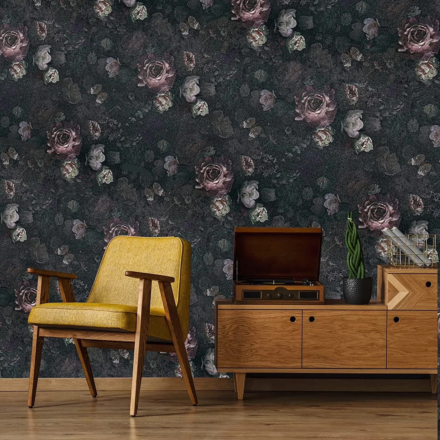 Essential Wallpaper Wall Decals Wall Covering with Removable, Finish: Matte finish, Pattern: Peony florals - Vinyl White for... Model 053FE4