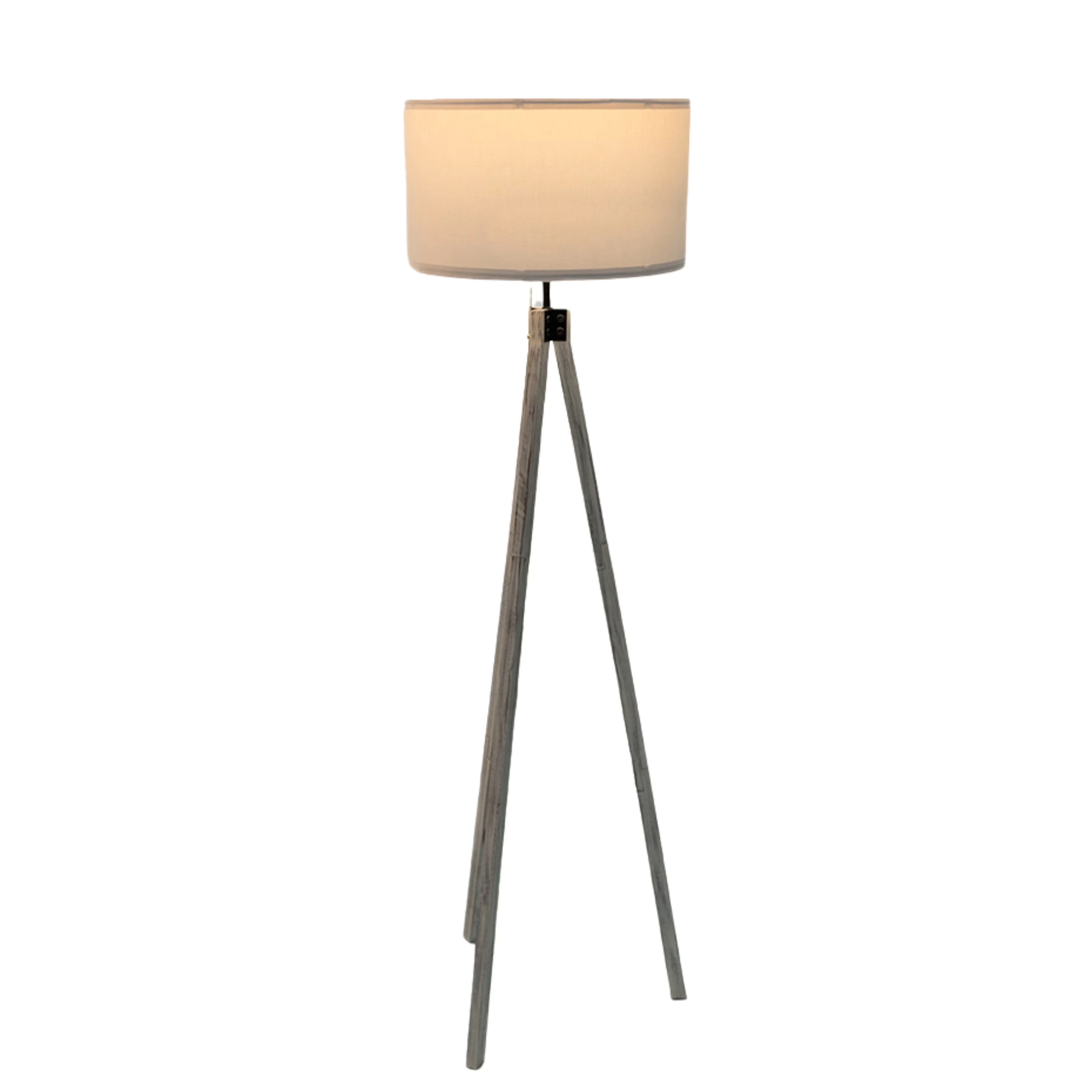 Reliable Floor Lamp with Incandescent, Tripod Lamps - Wood, Metal, Fabric White Model E40E9E