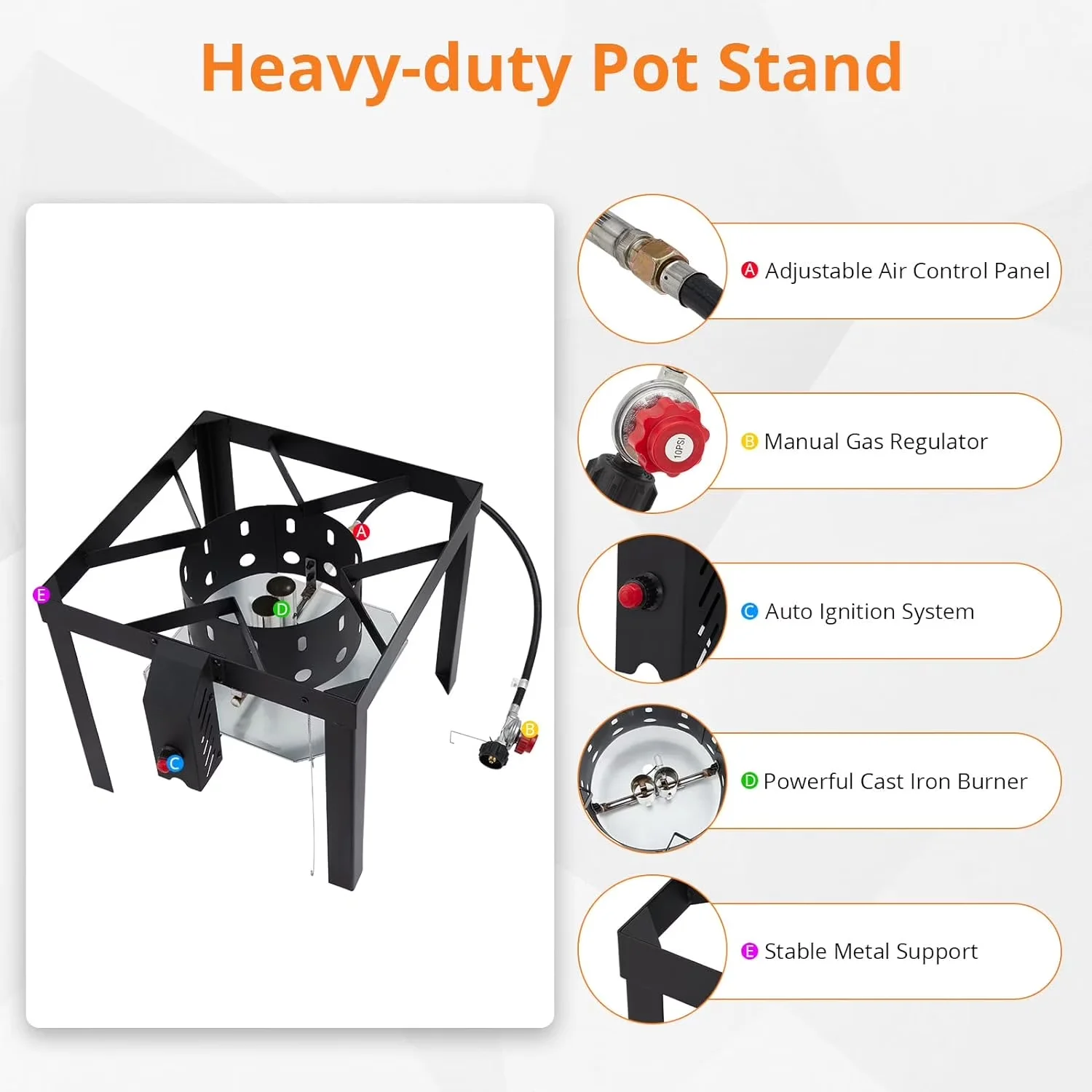 Outdoor Fryer Professional with 110000 BTU, Adjustable Regulator, 10 PSI Regulator - Aluminum Model 671A2B