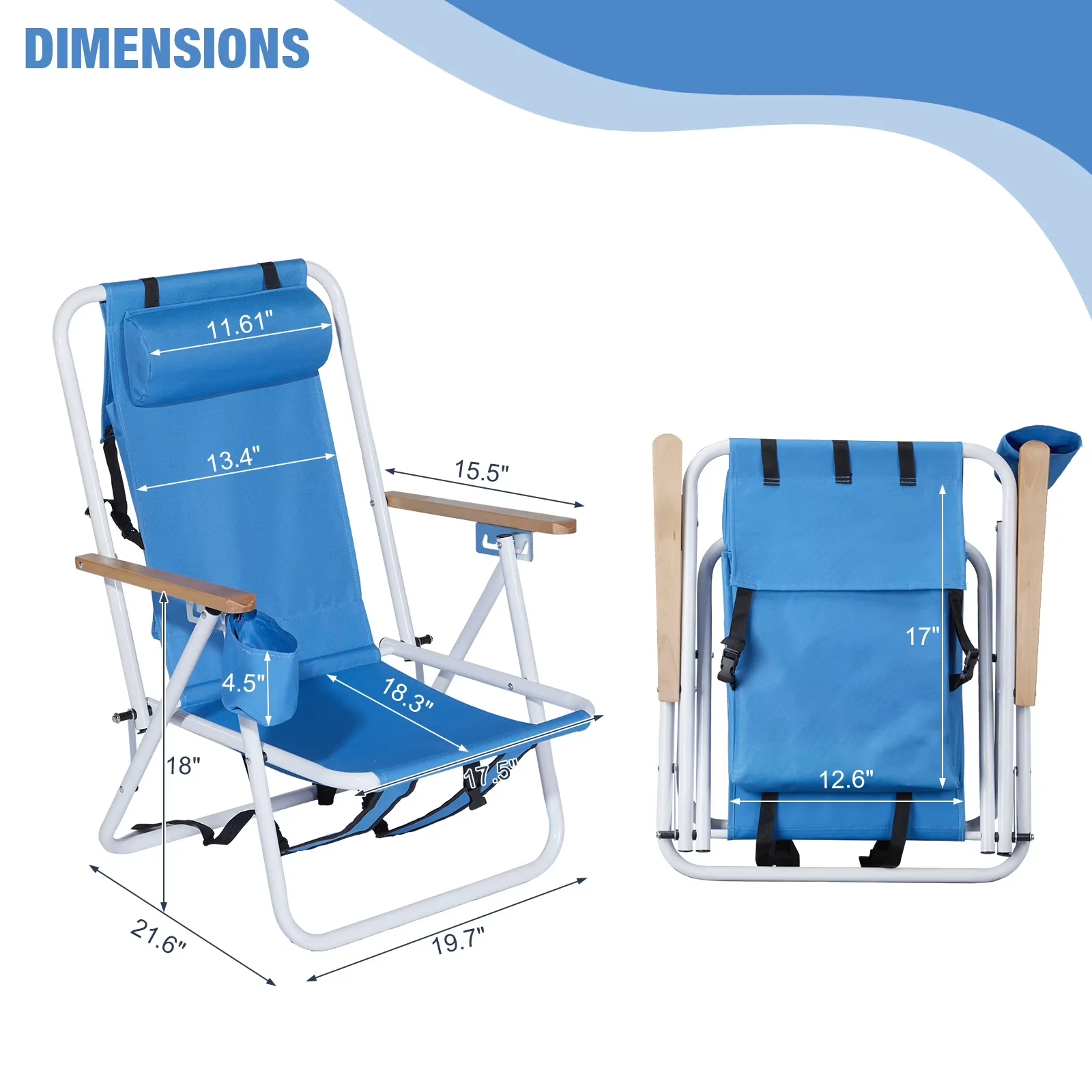 Compact Beach Chair with Adjustable, Folding, Package Includes: 1 x Beach Chair - Aluminum & 600D Polyester Fabric Model 164797