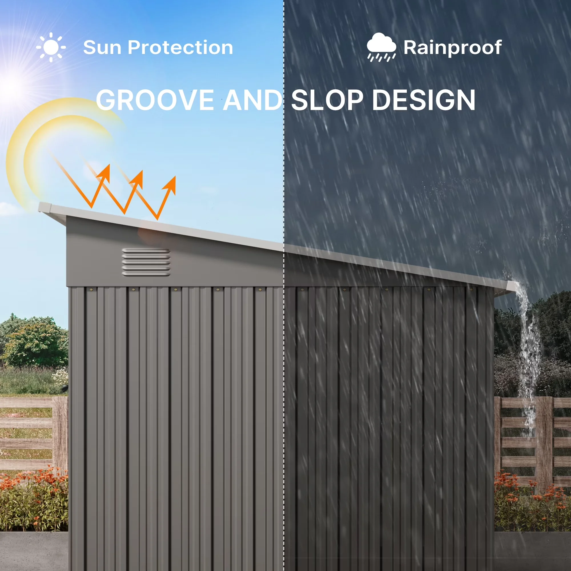 Professional Shed with Water-Resistant, 6x4 ft Outdoor Storage - Gray Alloy Steel Model 1FD9AE