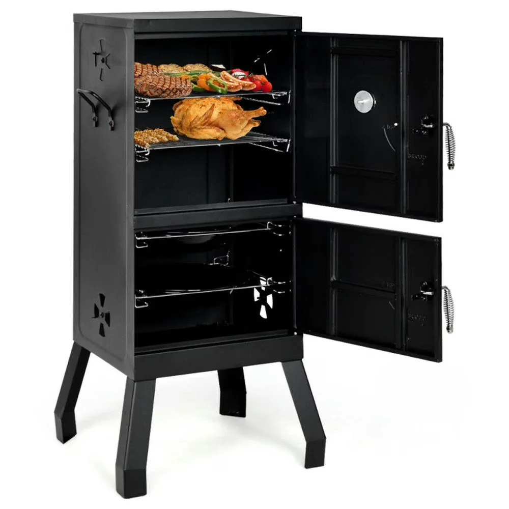 Versatile Charcoal Grill with Thermometer, Temperature Gauge - Black Iron for Outdoor Model 66C5D5