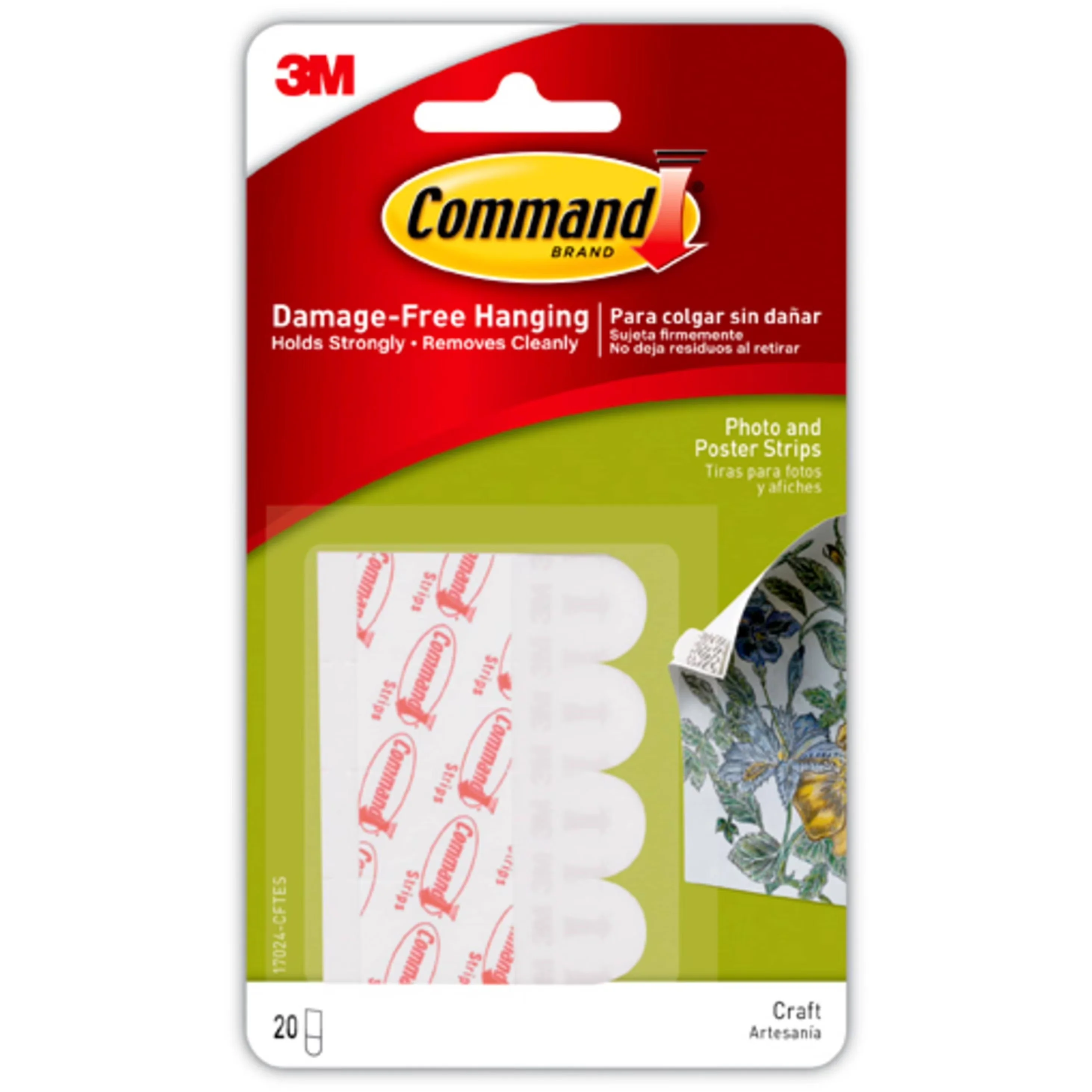Reliable Damage-Free Hanging with Easy Installation, 20 Piece, Small White Poster Strips - White Metal Model 189838
