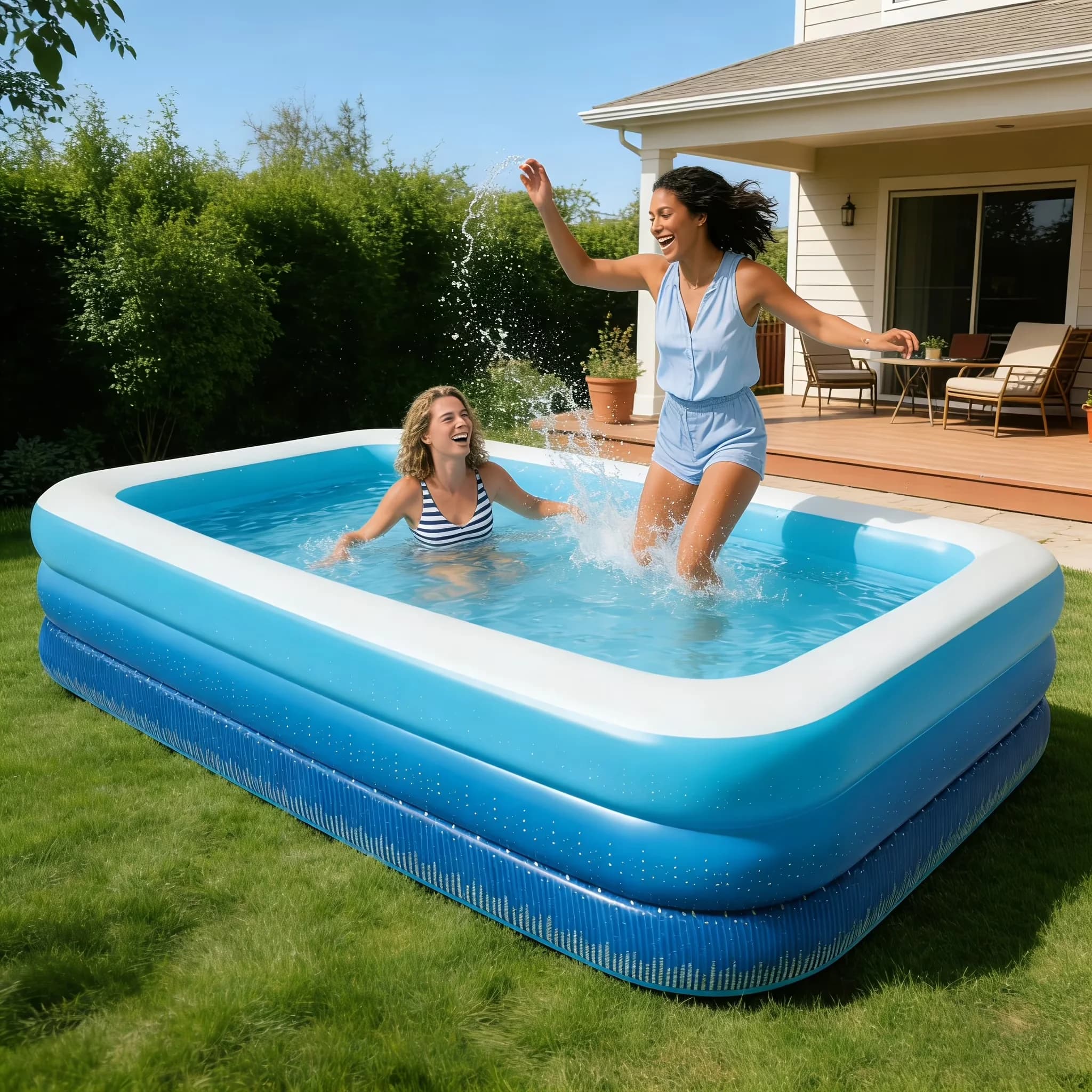 Professional Inflatable Pool with Foldable Portable Above Ground, Thickened Adult Swimming - Blue Model 623DB2