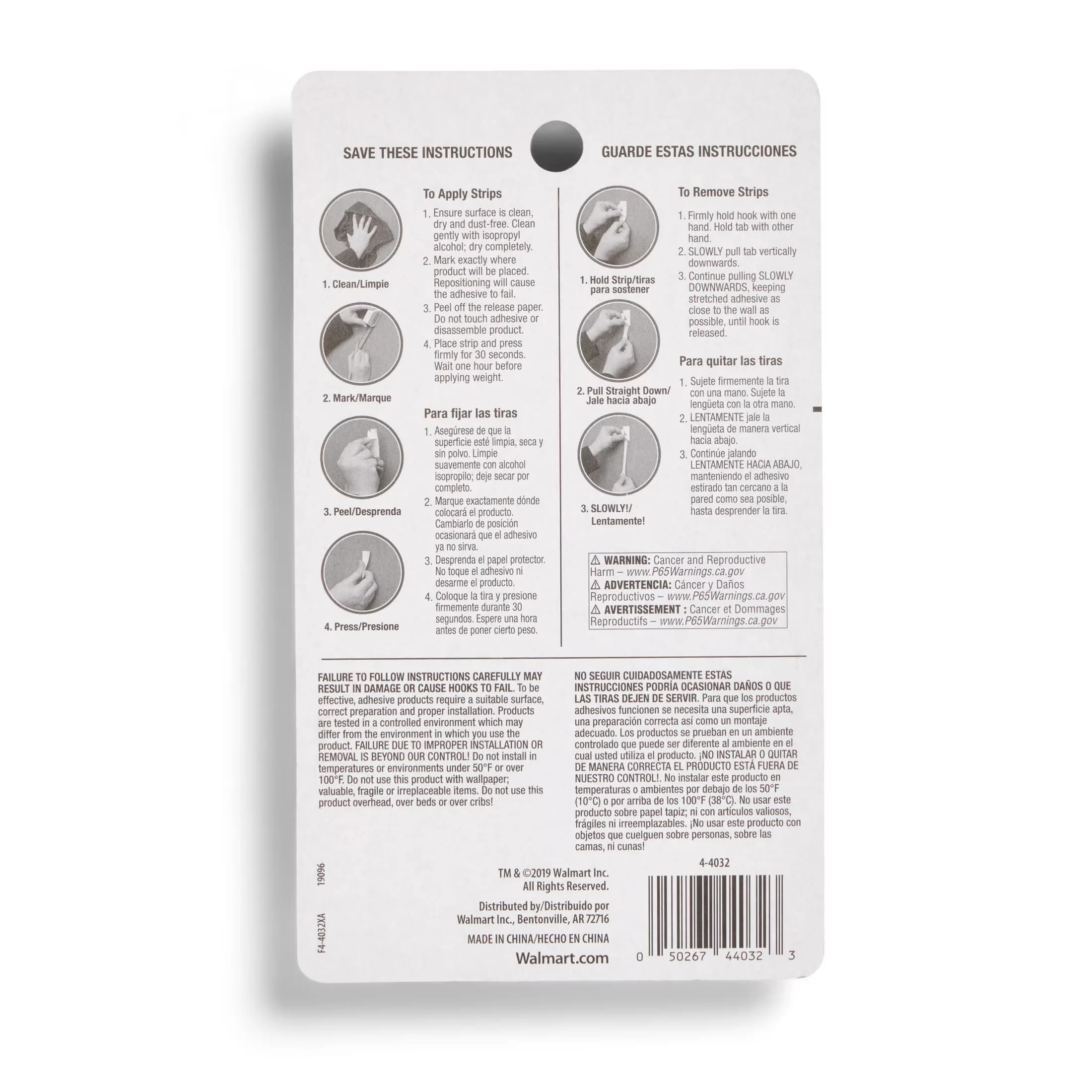 Reliable Damage-Free Hanging with Strips, Large Removable Adhesive Strips - Adhesive Strips White for Small Model 0D1F20