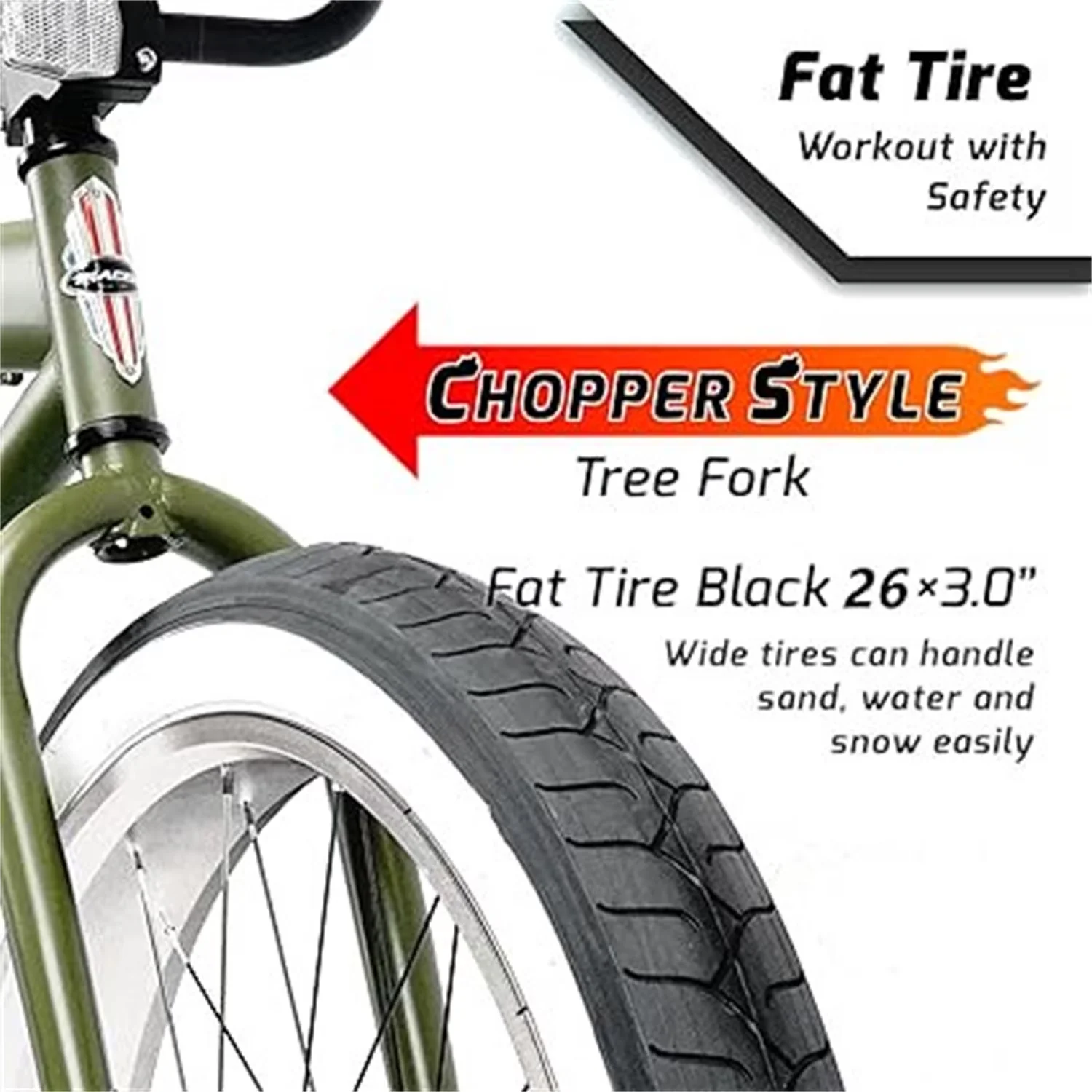 Modern Cruiser Bike with Adjustable Seat Height, Hi -rise Handlebar, Coaster Brake - Matte Green Model 595A81