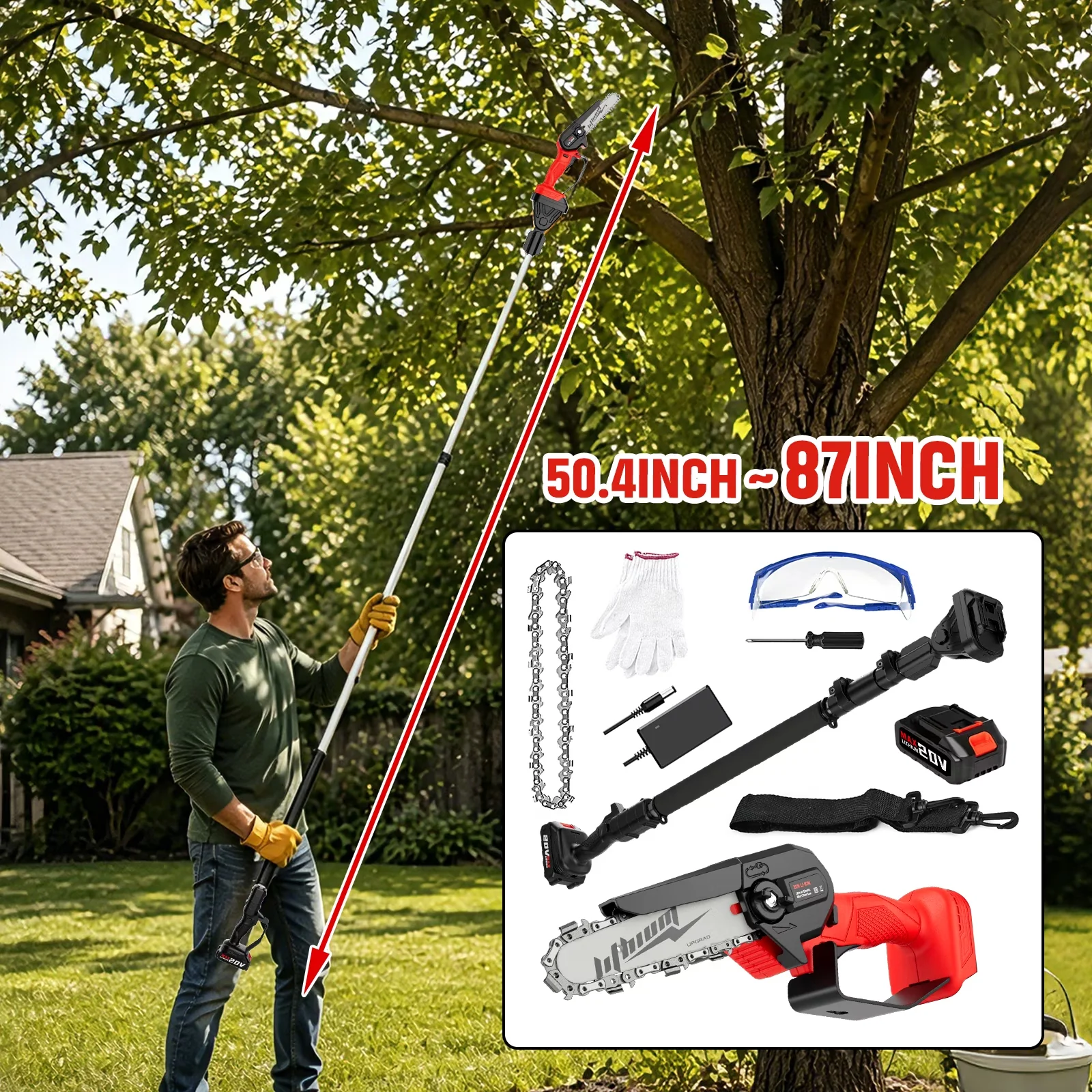 Pole Saw Quality with Battery, 6 Inch Red Cordless Extendable - Red - Reliable Performance Model 6B7BB6