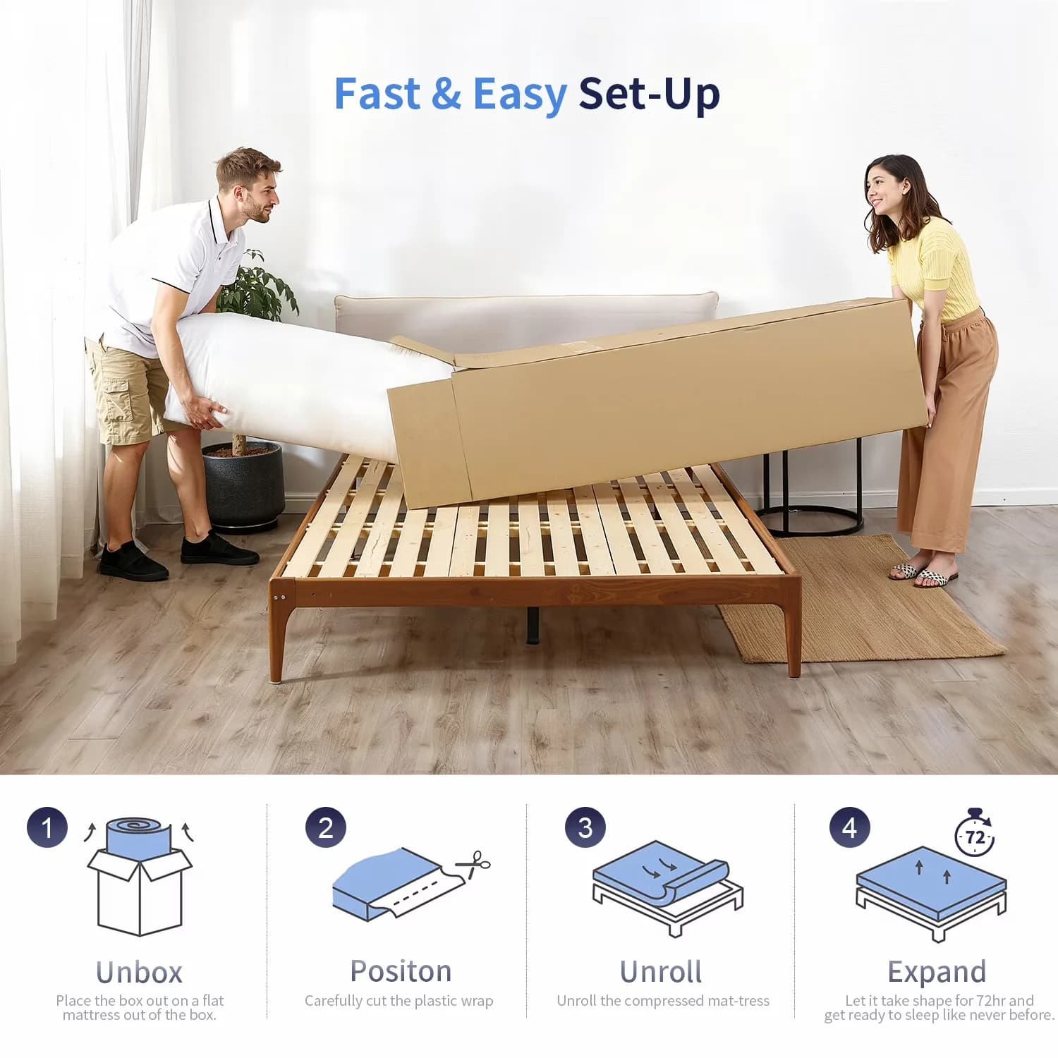 Durable Mattresses Accessory with Mattress-In-A-Box, Hypoallergenic - Memory Foam Model 42A8F7