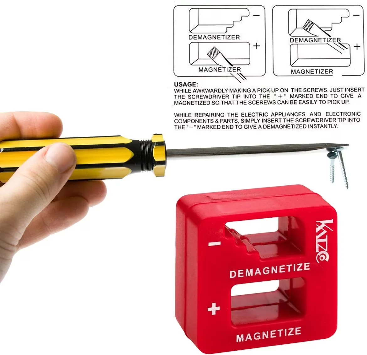 Pro Tool Reliable with Storage, 1 Pack, Katzco Red Magnetizer and Demagnetizer - Plastic White Model 5CBA70