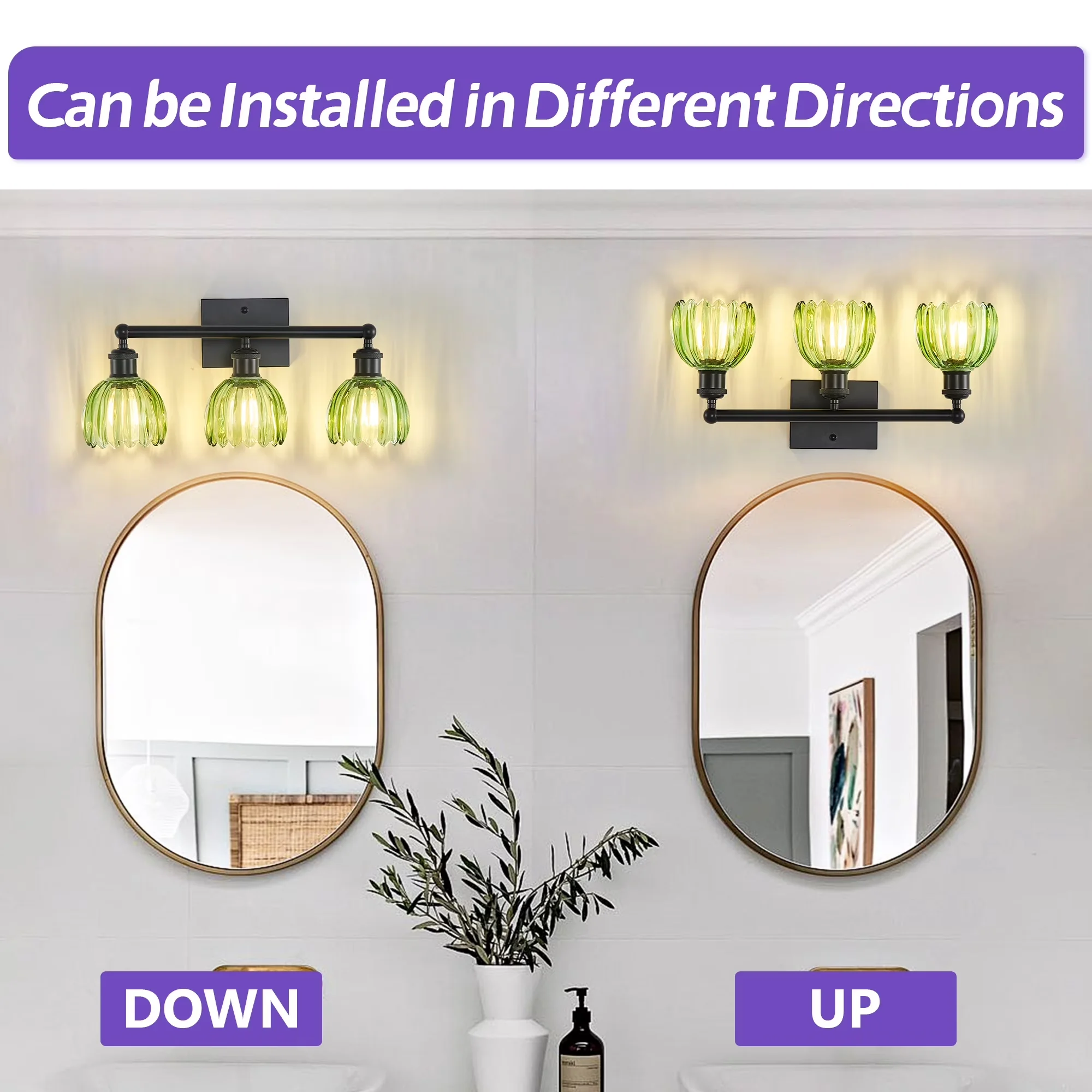 Bathroom Renovation Compact with Incandescent, Modern, Dimmable - Metal;Glass Black, Green Model E93AB5