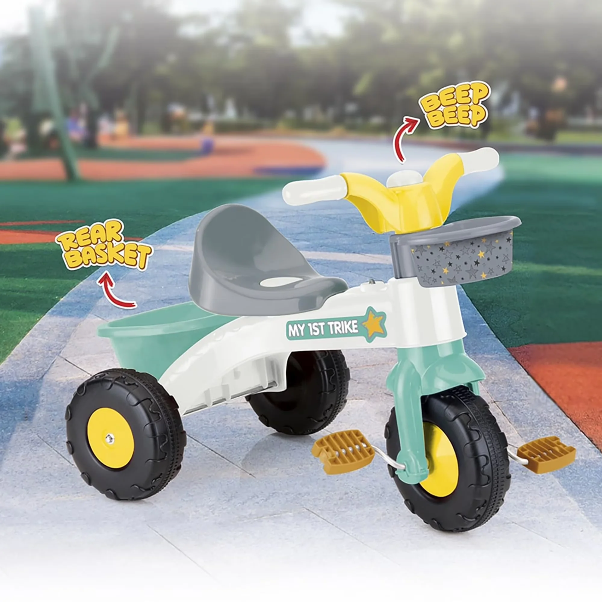 Premium Kids Bike with Ride-On Toy, Indoor & Outdoor Tricycle, : My First Trike: White - White Model EA1ACF
