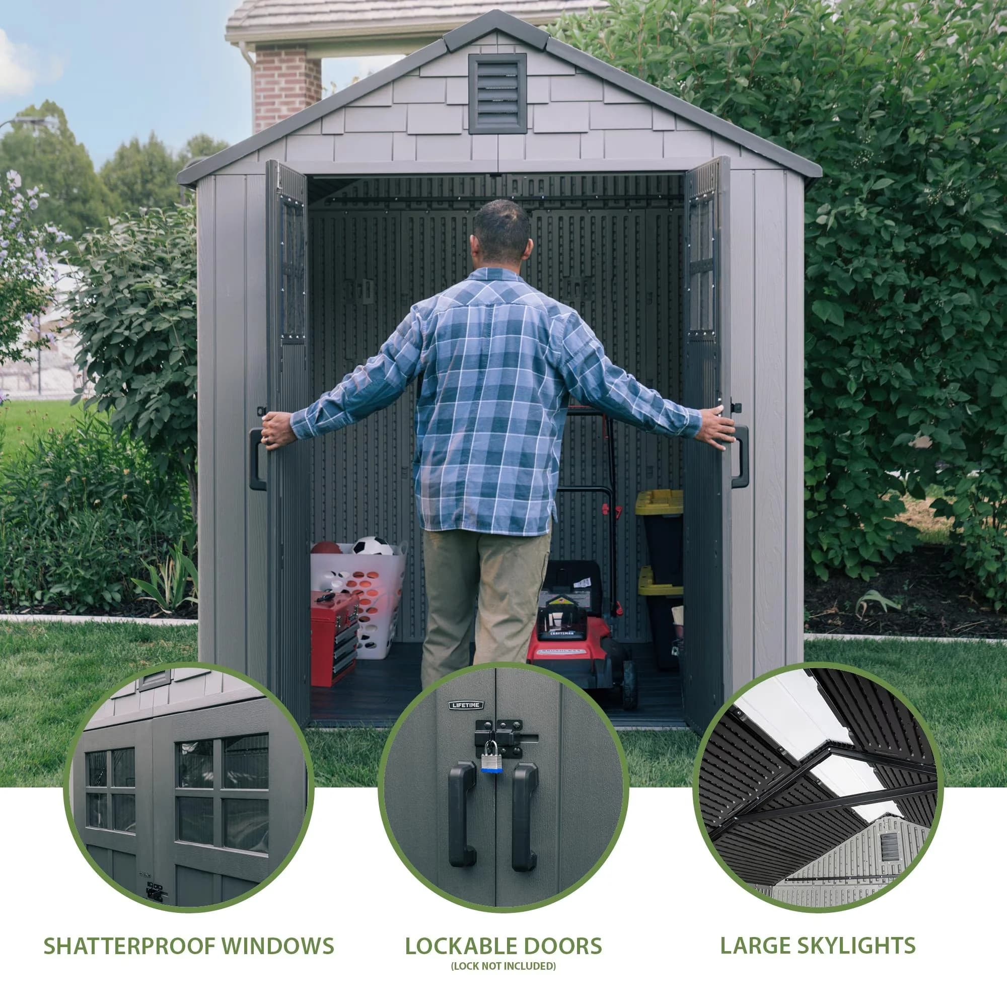 Innovative Shed with Impact-Resistant, Uv Resistant, Lockable Door - High-Density Polyethylene (Hdpe) Gray Model AB62BC