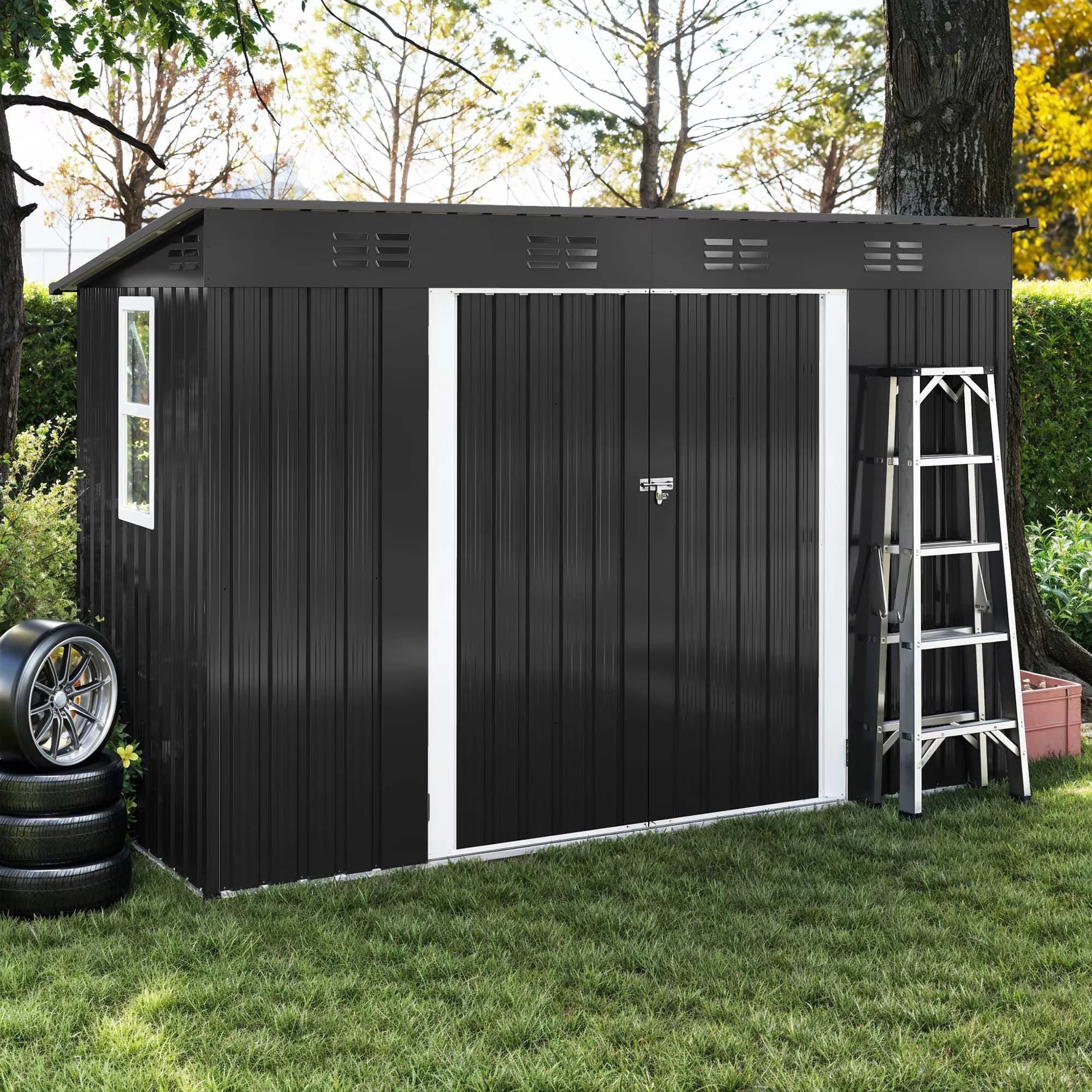 Reliable Shed with Waterproof, Oversized Storage - Metal Black for Outdoor Model 22159A