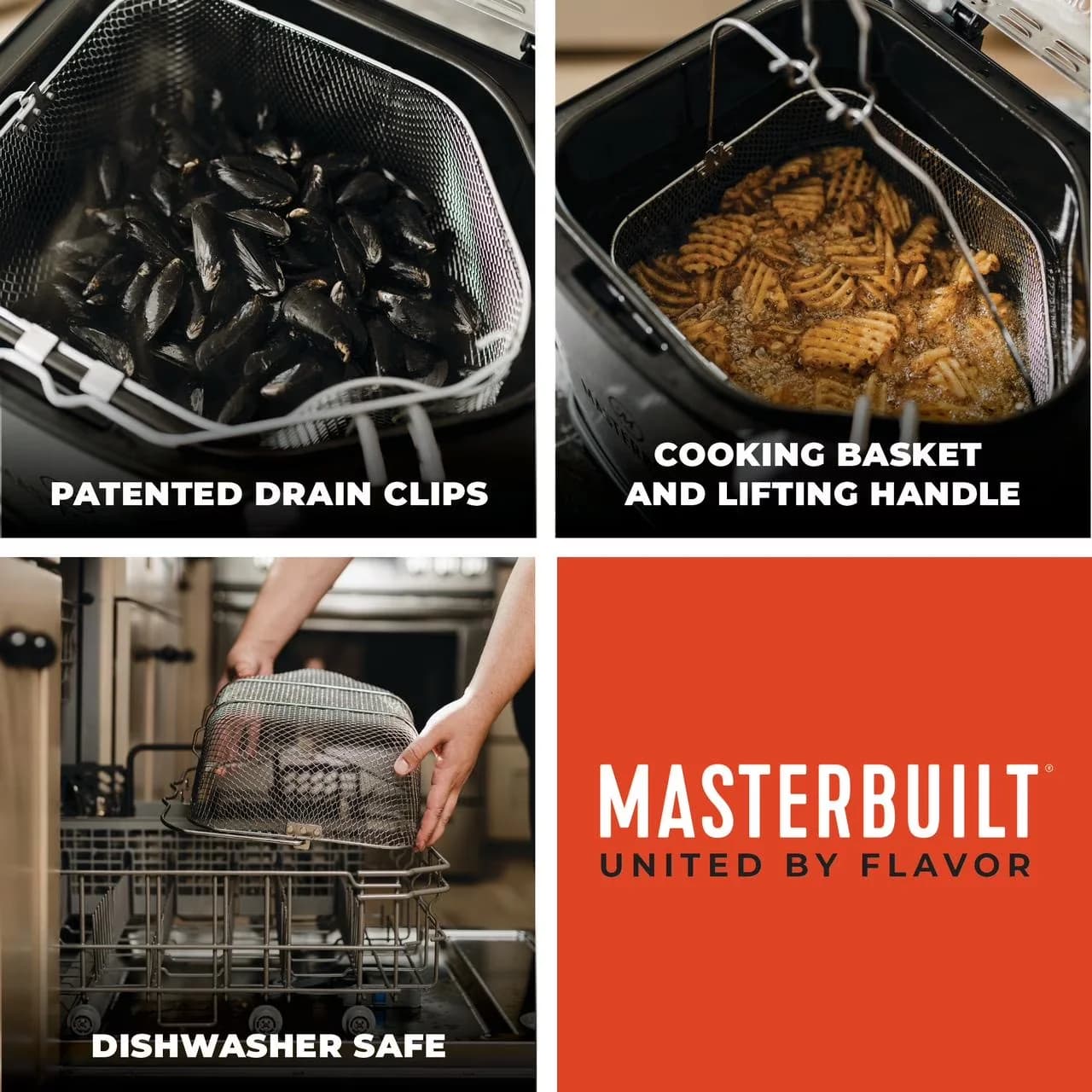 Outdoor Fryer Innovative with Dishwasher Safe Parts, Boiler, 10 Liter XL Electric - Silver Model 2858CF