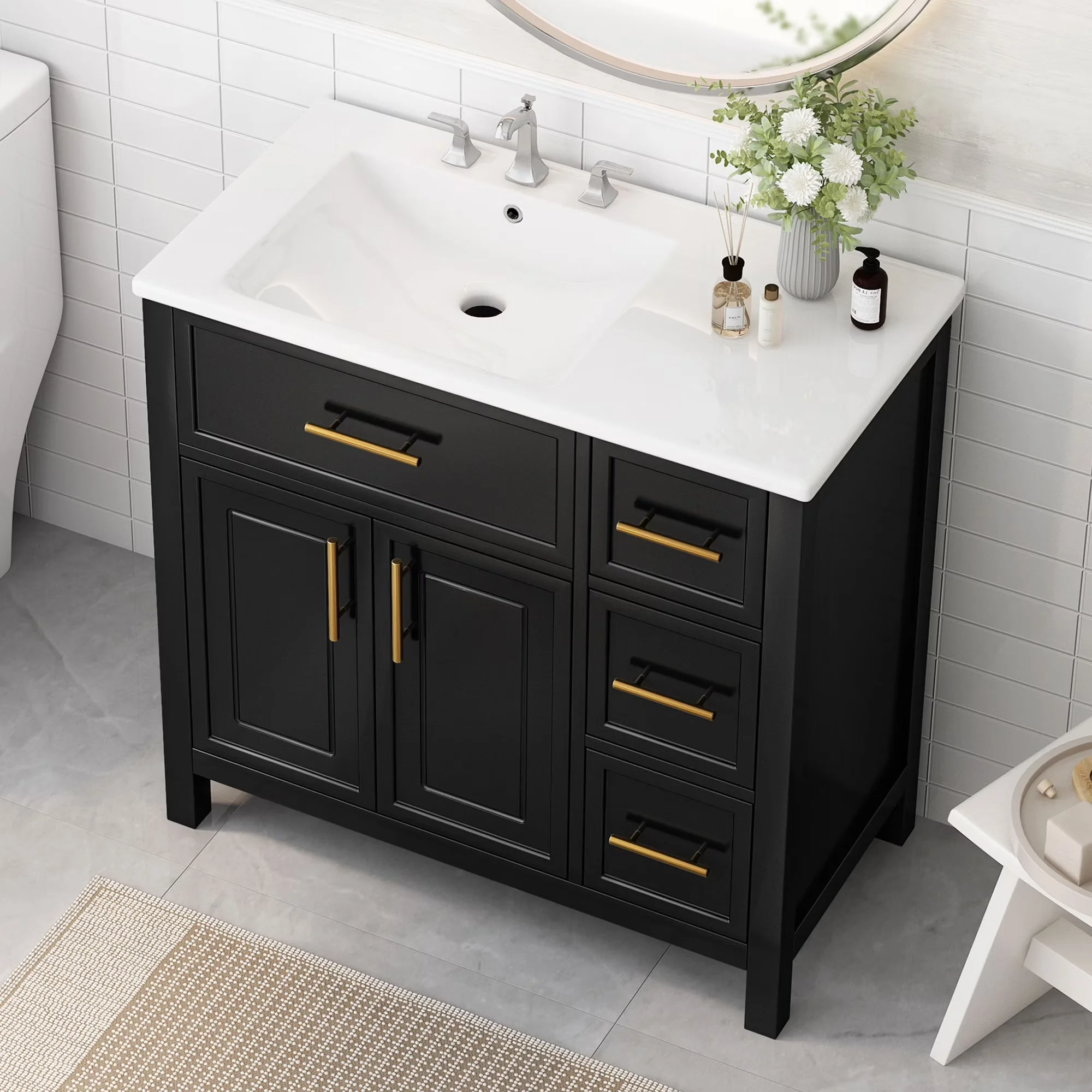Innovative Bathroom Renovation with Modern Single Sink Vanity, Sink Top - Model 611588