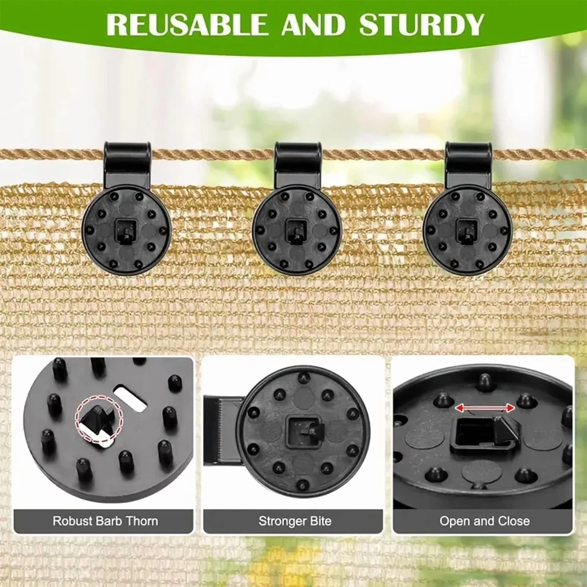 Reliable Fastener with Large Black Sun Shade Clips (50Pcs), Ideal - Residential Grade Model 252E48