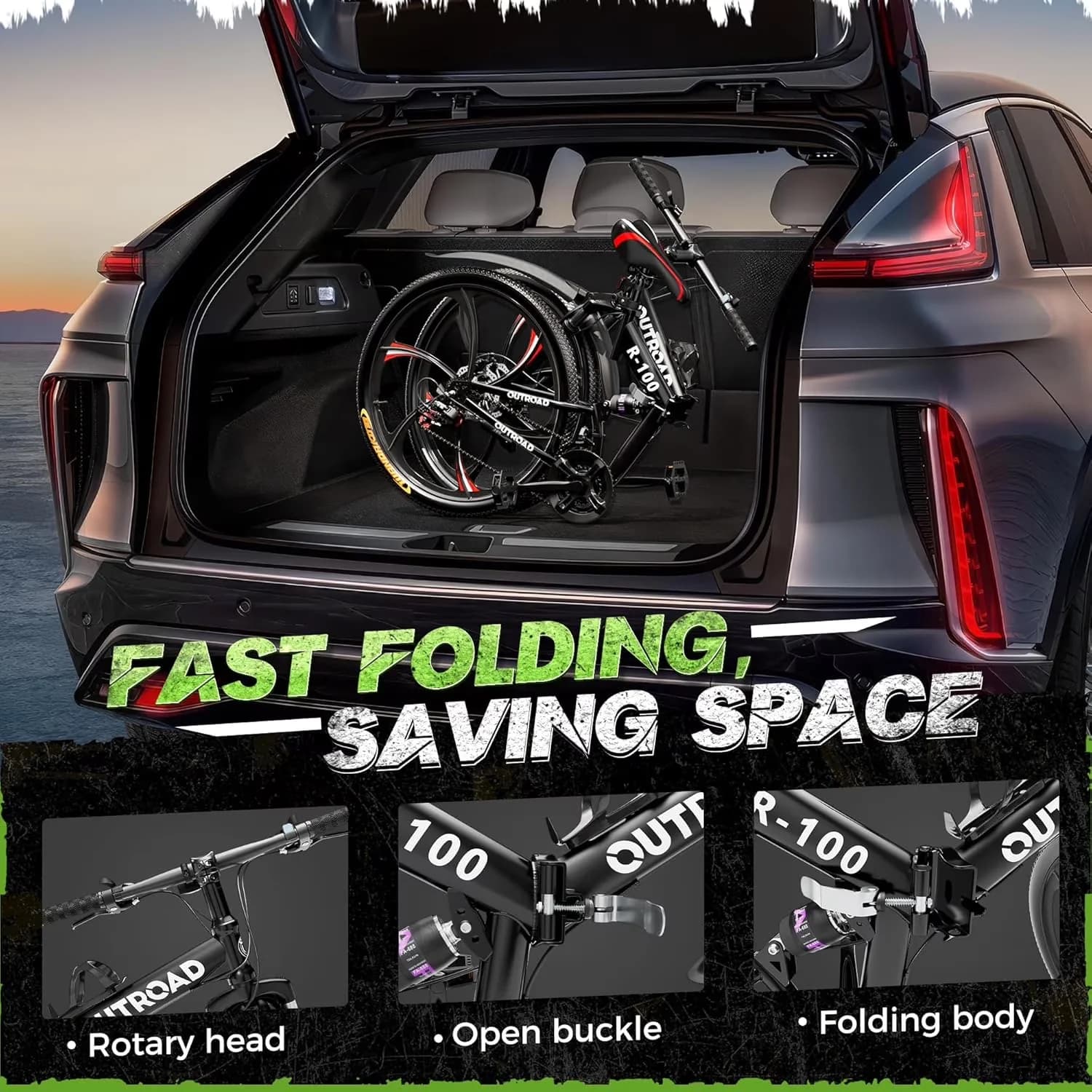 Modern Mountain Bike with Adjustable Speed, Adjustable Seat Height, 26 inch Folding - Model 4ACE65