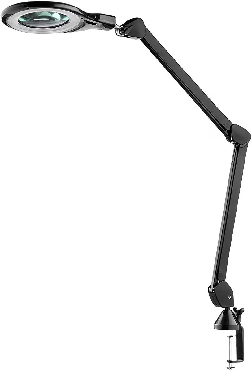 Premium Desk Lamp with LED, Magnifier Lamps, Product Dimensions: 20 x 12.5 x 3 inches - Metal Black Model 3A2862