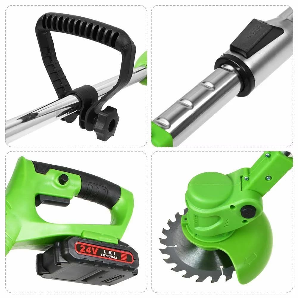 Professional String Trimmer with Battery, 24V, Extendable - Green for Garden Model 39348D