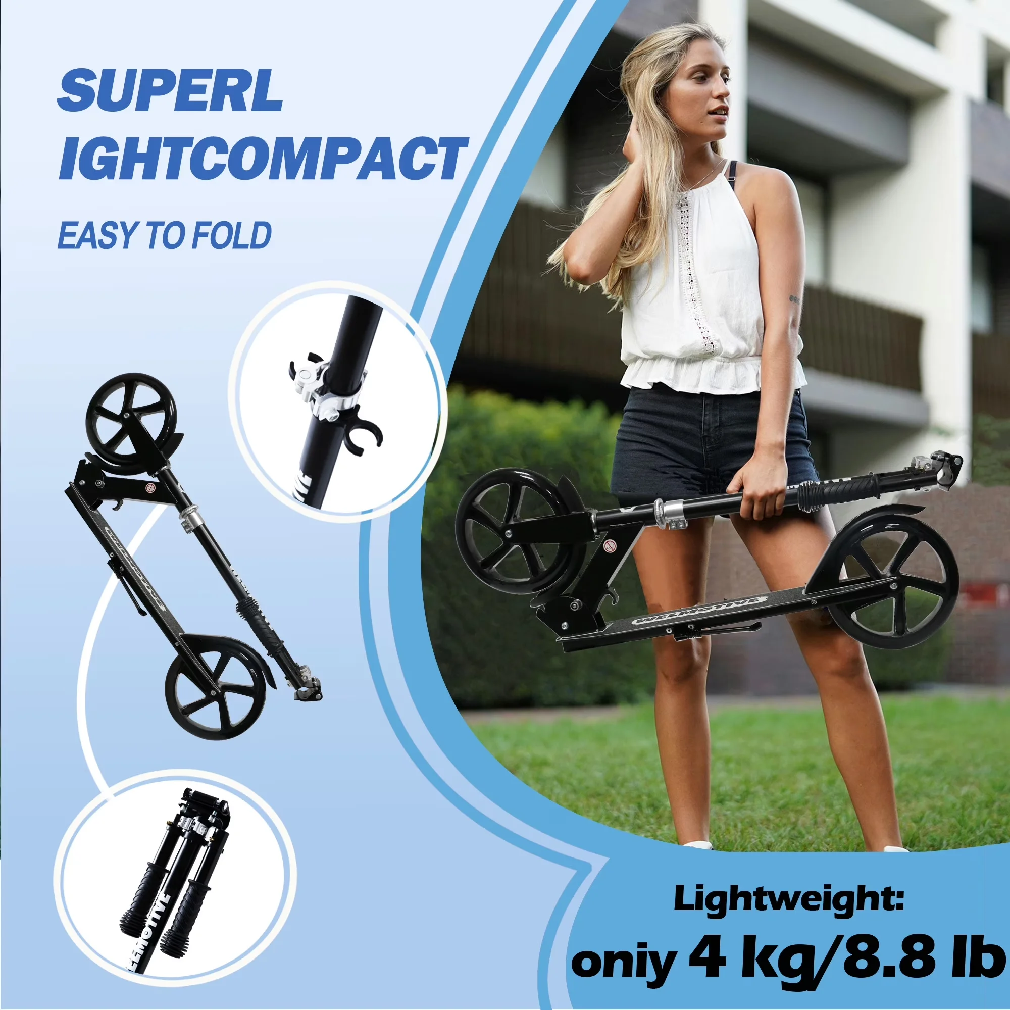 Compact Scooter with Foldable - Black Iron Kids - Satisfaction Guaranteed Model 32D4A3