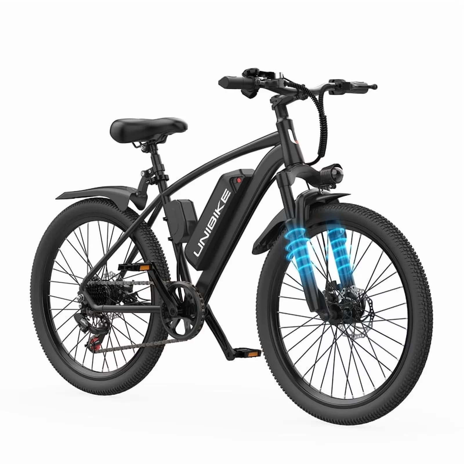 Compact Electric Bike with Battery, 36V, 26'' Ebikes - Black - Low Maintenance Model 977CA3