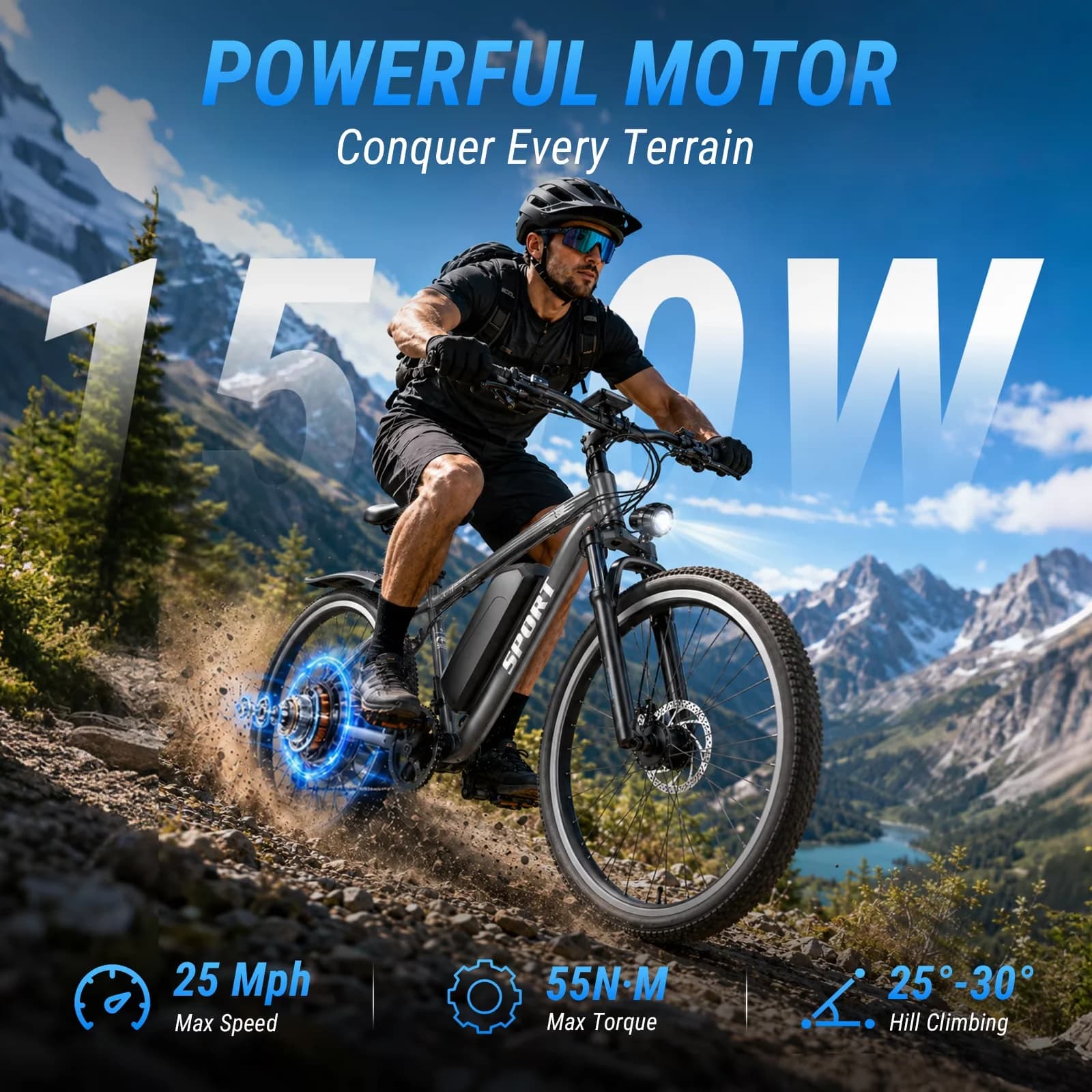 Quality Electric Bike with Battery, 750W, Adult Mountain - Gray - Essential Collection Model DDEBAD