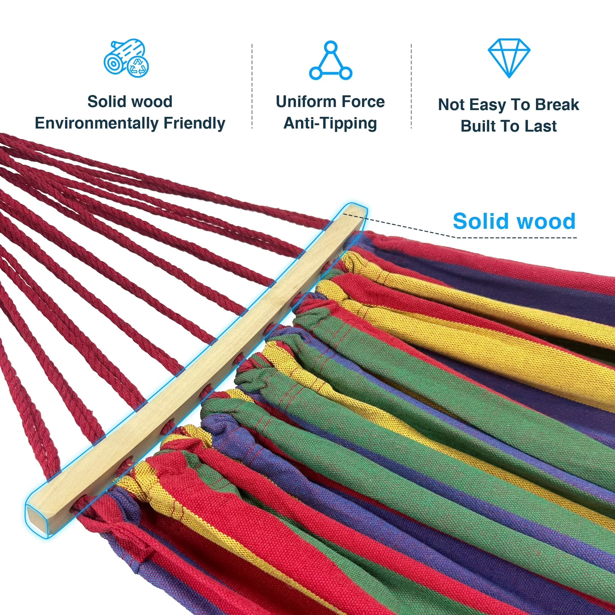 Stylish Patio Chair with Adjustable, Portable, Comfortable 2 Person Hammock - Cotton, Steel Model CA60DB