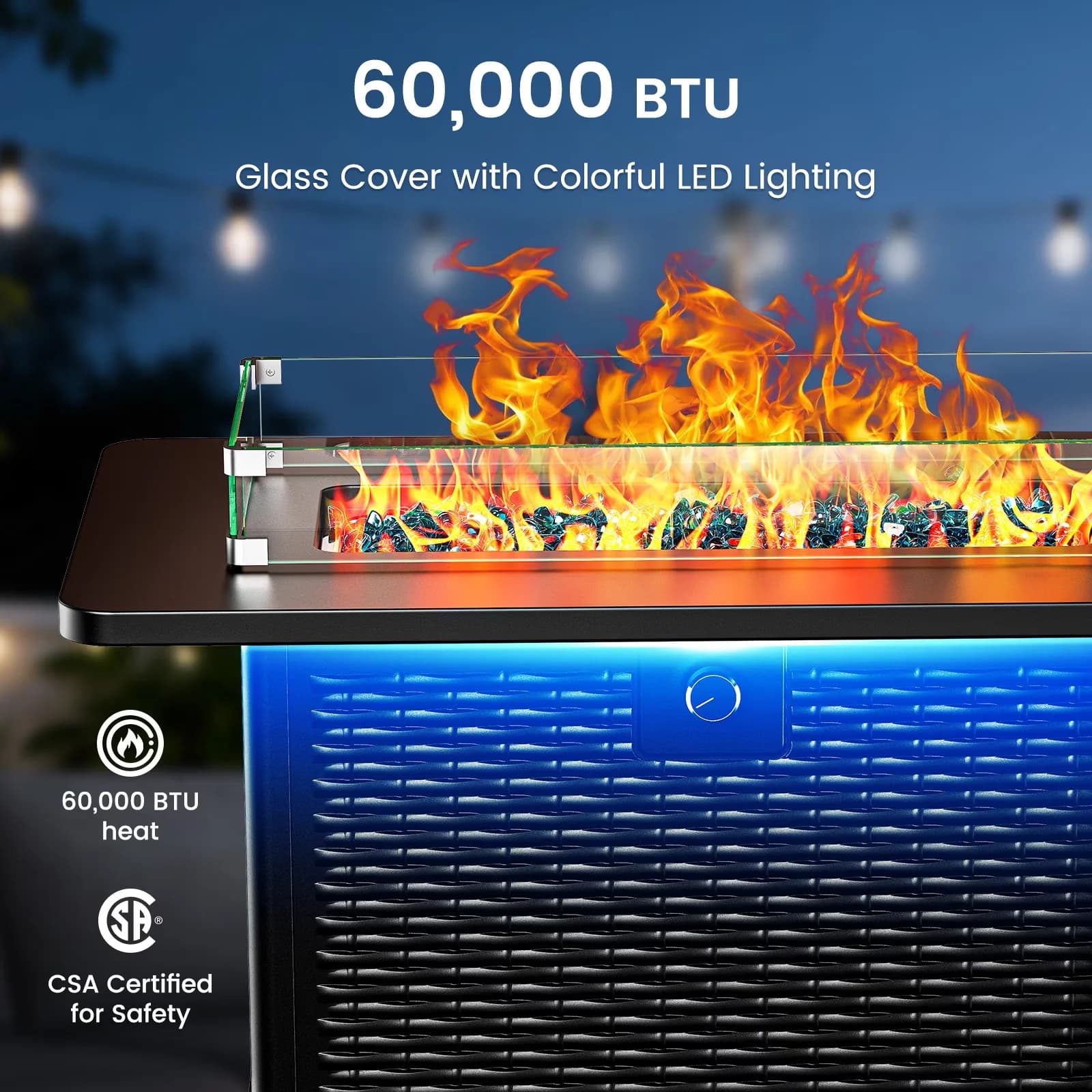 Versatile Outdoor Heating with 60000 BTU, Rust Resistant - Metal, Alloy Steel Black Model 800FF7