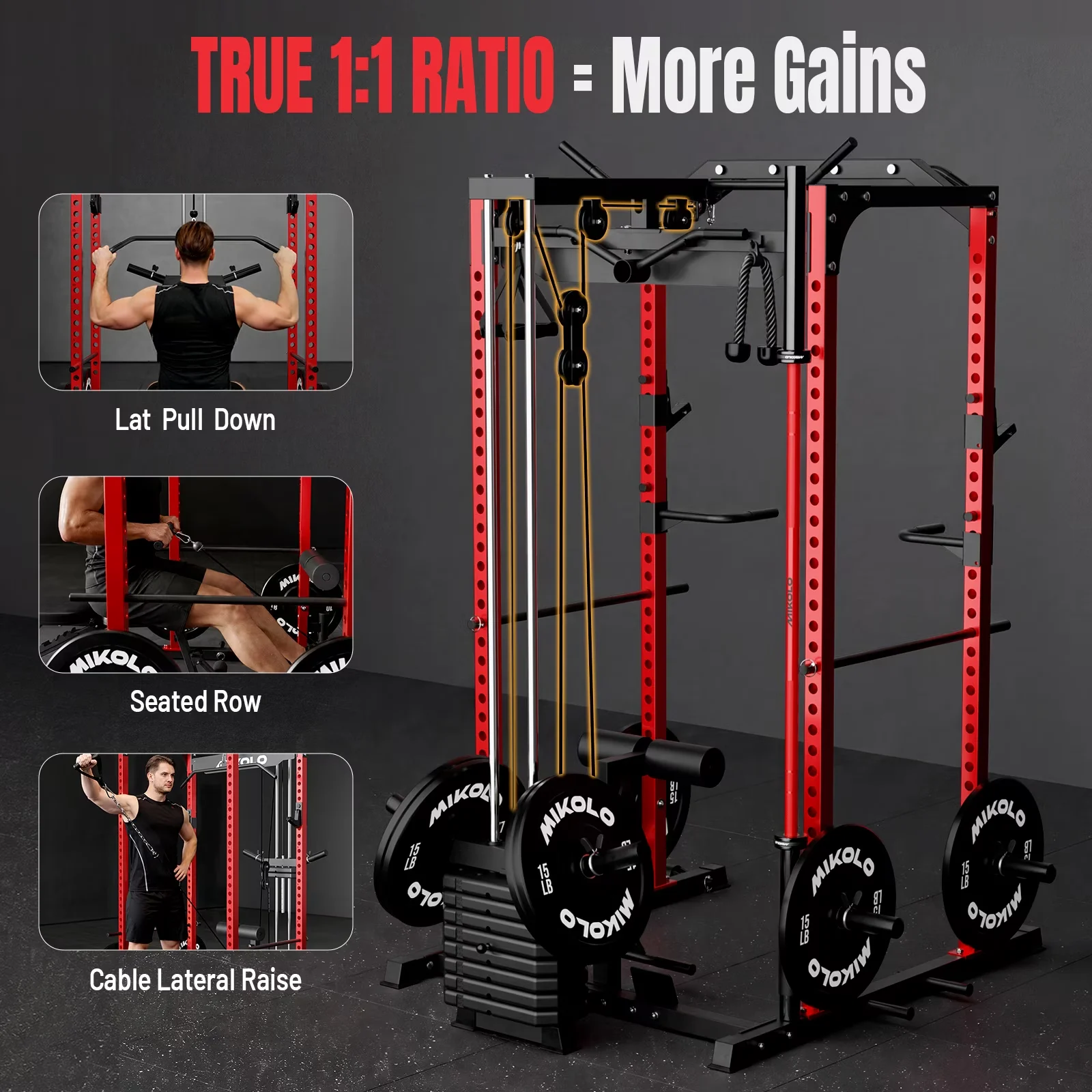 Home Gym Classic with Multifunctional, Assembly Required, Adjustable - Steel Red for Home Model A63C93
