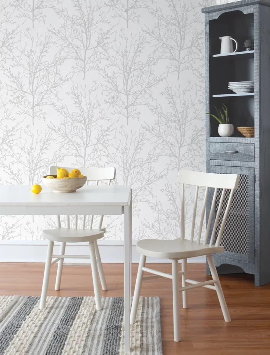 Wallpaper Reliable with Removable, Tree Branches Peel and Stick - Off-White Self-Adhesive Vinyl Model AC42AB