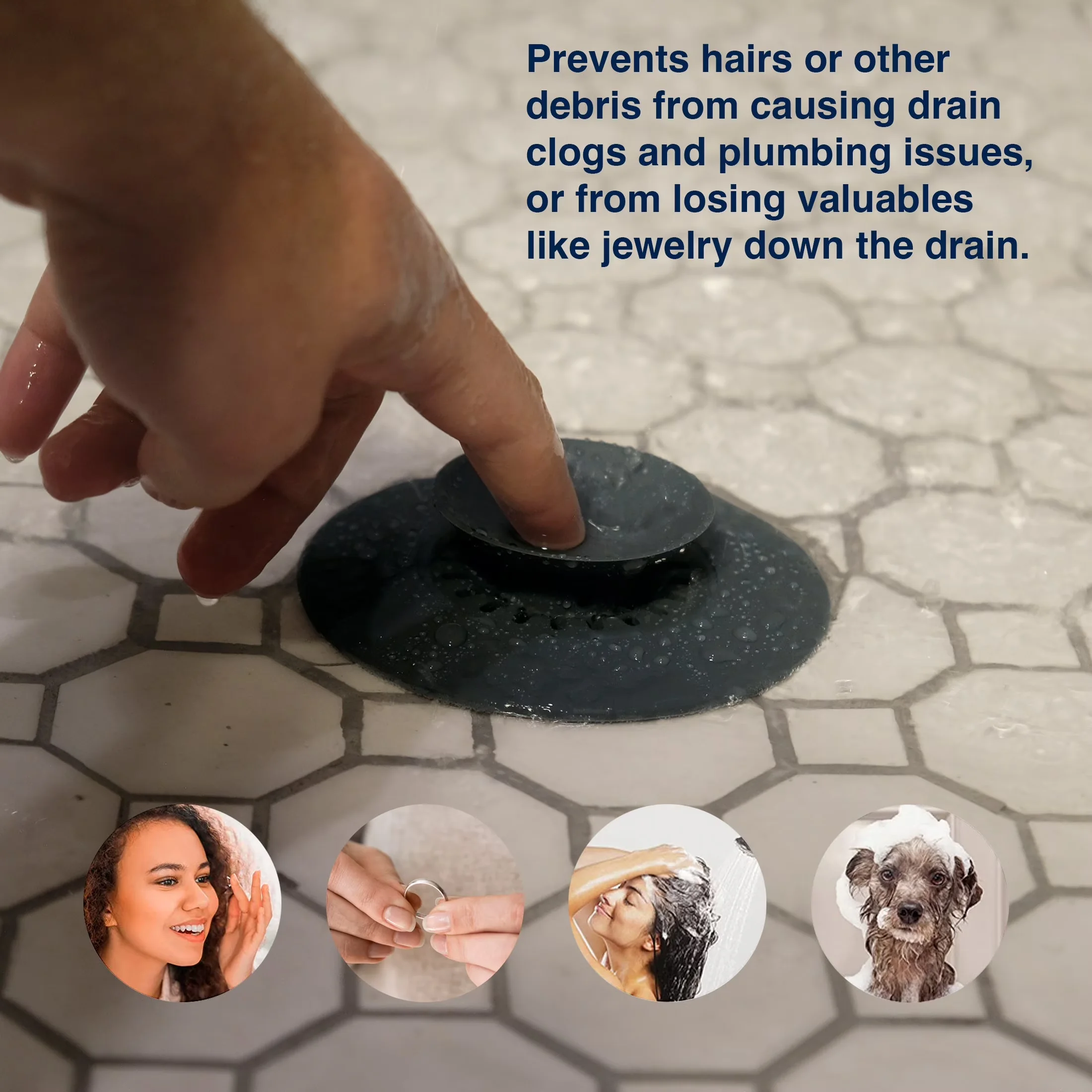 Professional Bathroom Renovation with Pop Up, Hair Clog Prevention - Silicone Gray Model 6A23C1