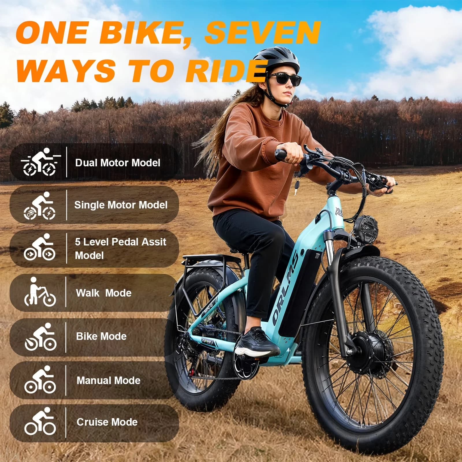 Efficient Electric Bike with Battery, 8000W, 52V - Beige - Durable Build Model 7D911C