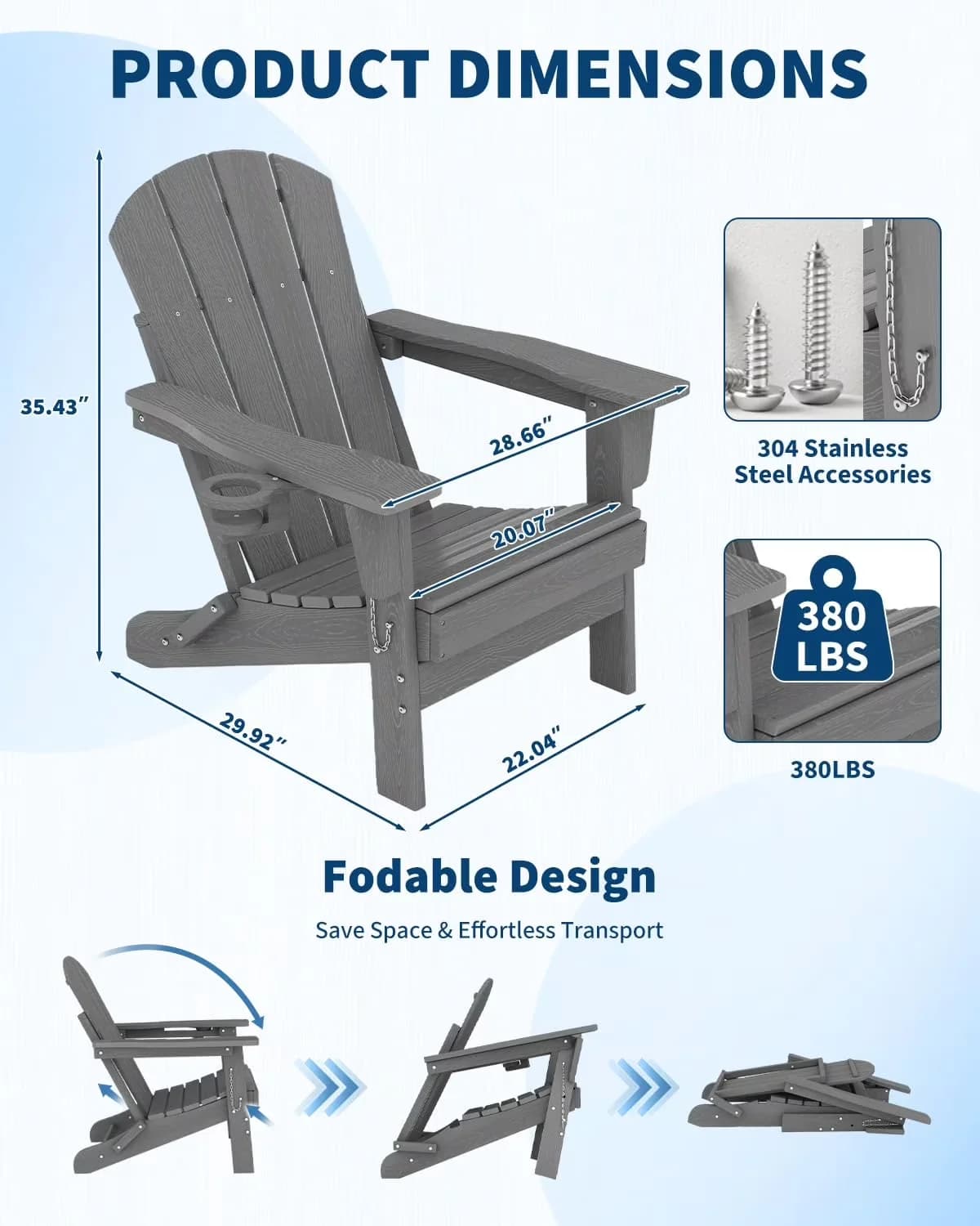 Innovative Patio Chair with Fade Resistant, Side Table, All Weather Resistent Wooden Textured - Off-White Plastic Model EB08C3
