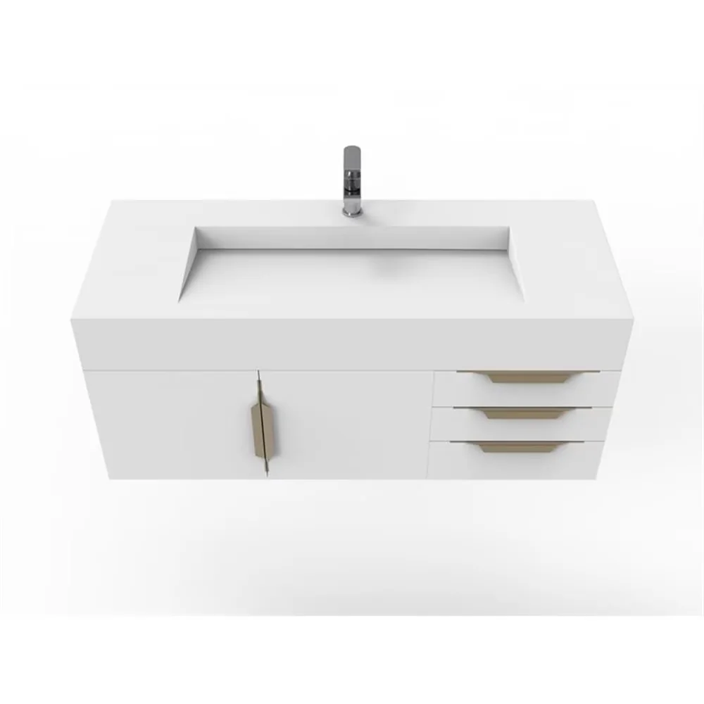 Versatile Bathroom Renovation with White Top and Gold Trim, Base Finish: Matte White - Model B36A6D