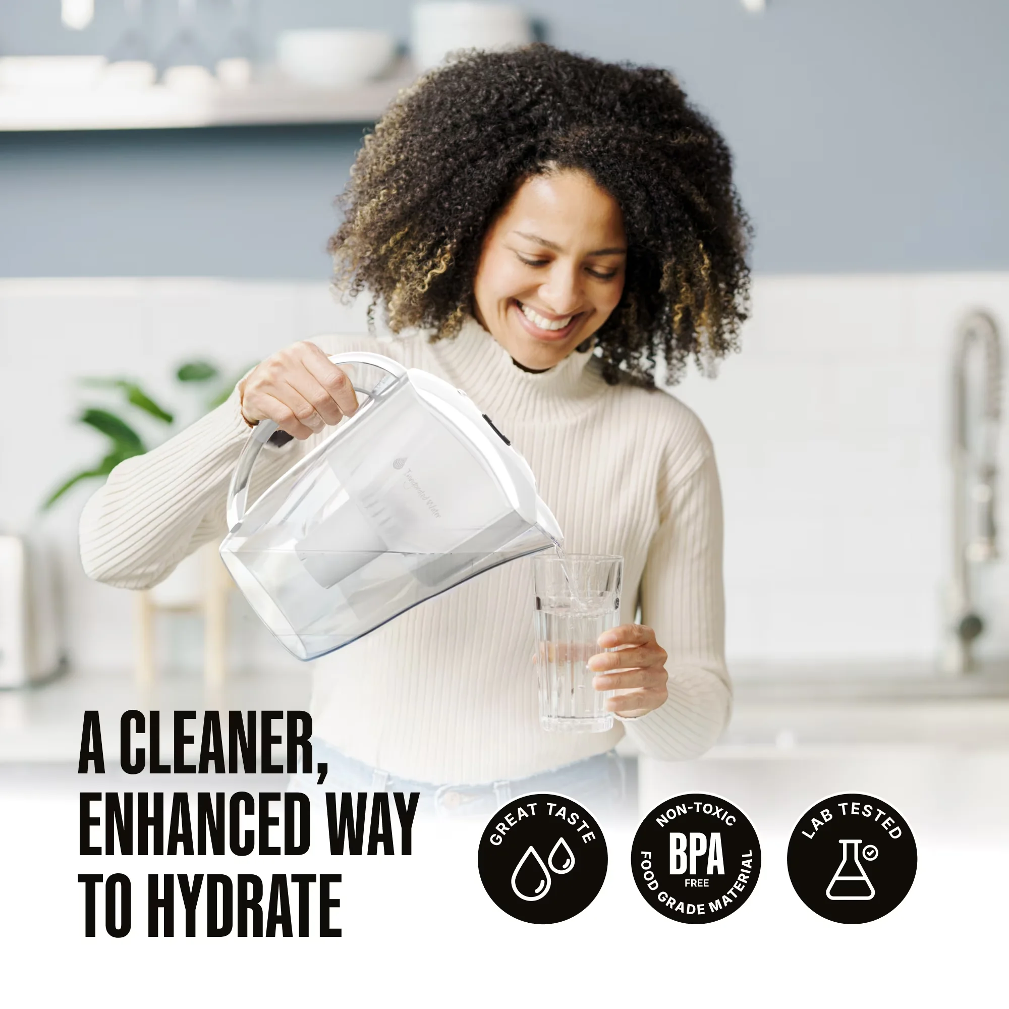 Sleek Water Filtration with 3-Pack, 96 Gallons Capacity/Filter, PH001 Alkaline Filter - Model 8B9BBE