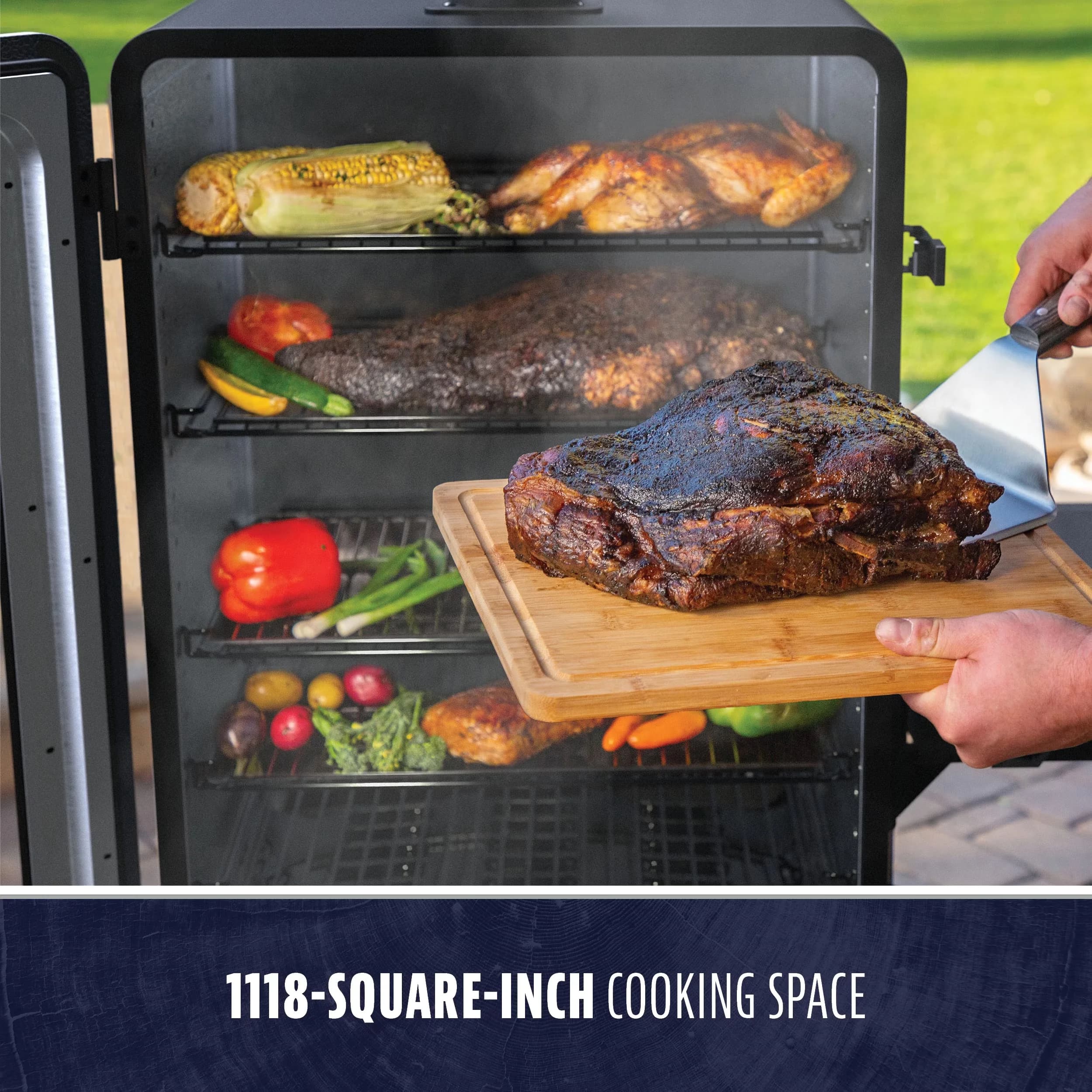 Durable Smoker with Digital Display, Digital Temperature Control, Heat Thermometer - Heavy Duty Steel Model 19163F