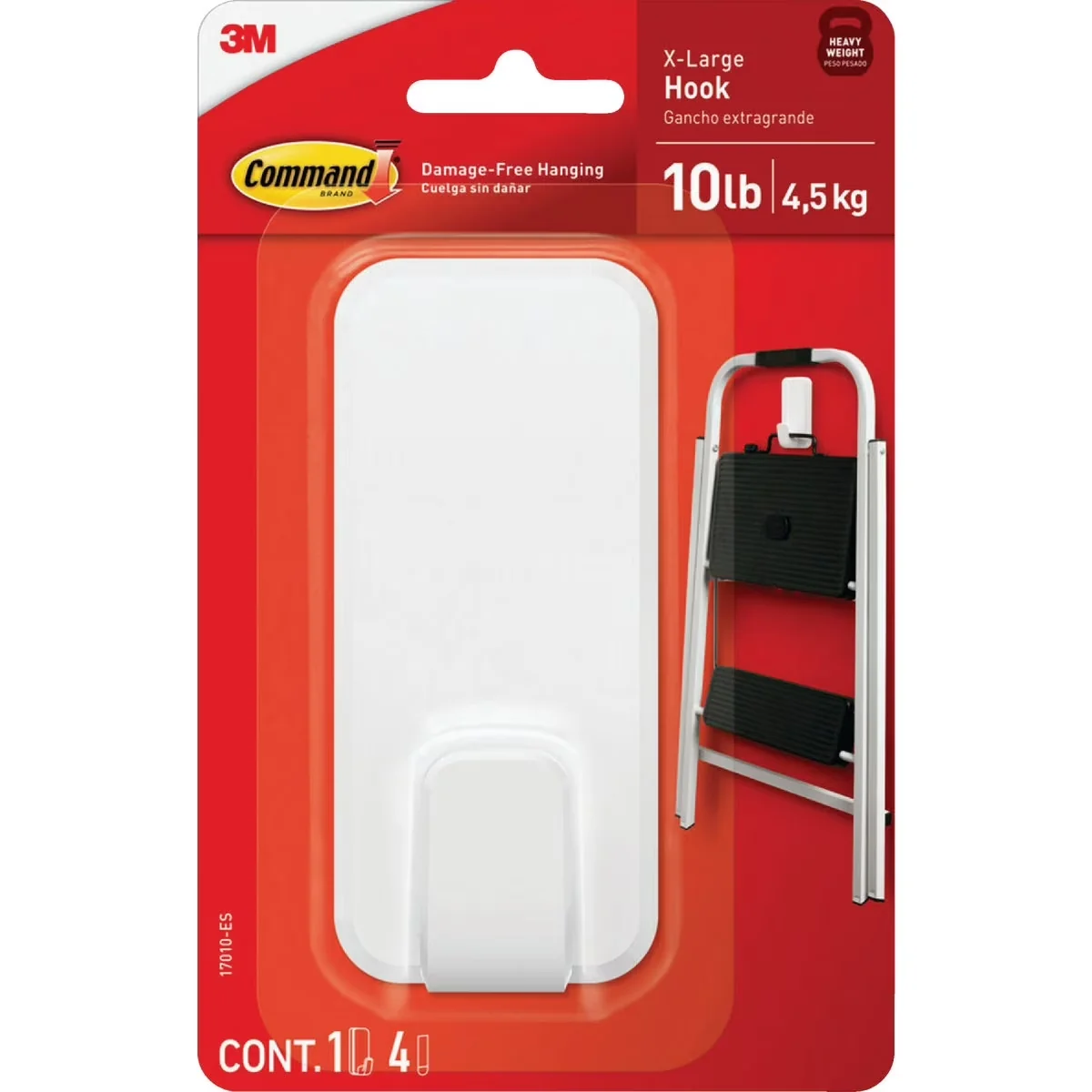 Modern Damage-Free Hanging with Easy Installation, Standard Application, Jumbo Hook 6 Hooks - Plastic Jumbo Model D4164C