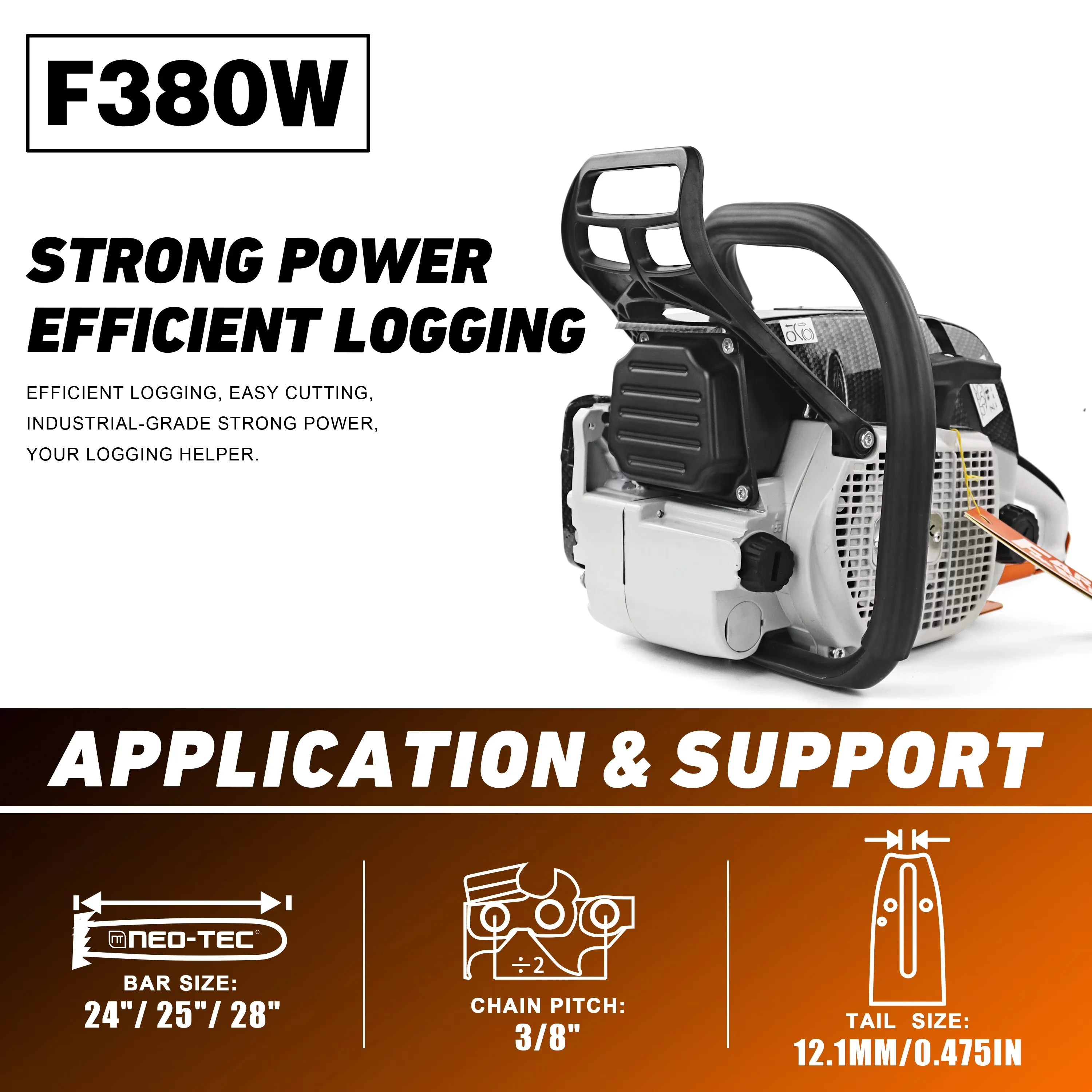 Premium Chainsaw with Anti-Vibration, 25 Inch Alloy Solid Bar, 72cc Gas - Model AC3BD2