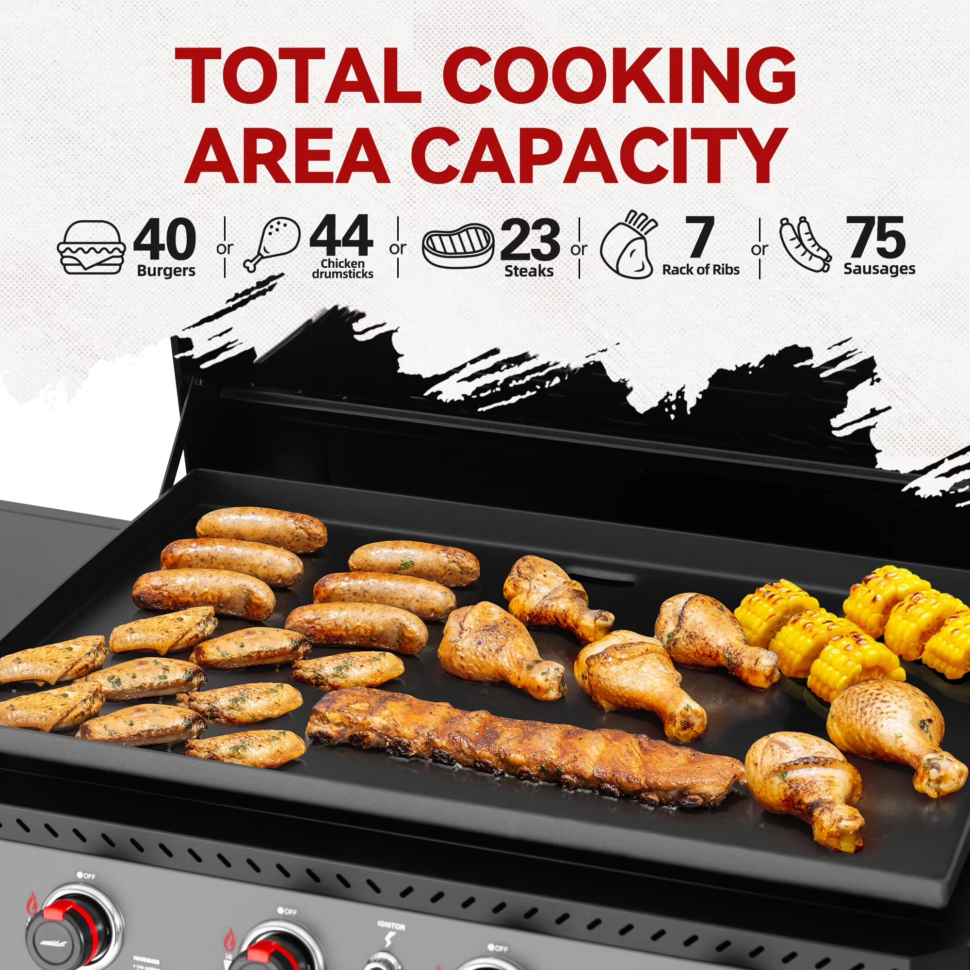 Essential Gas Grill with Rust Resistant, Hood - Black Steel (Main Body), Ceramic-Coated Steel (Griddle Top) Model 9290A8