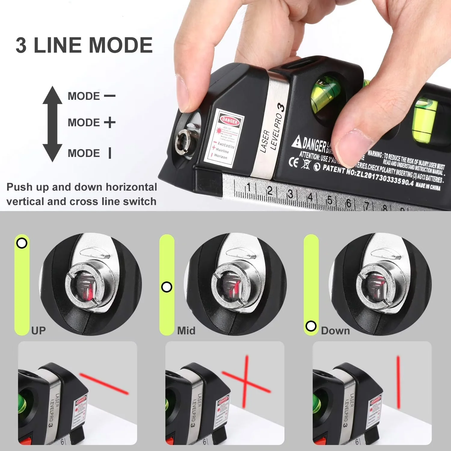 Innovative Measuring Layout with Durable, Laser Level Tool, Self-Leveling Cross Line Wall Mount - Acrylonitrile Butadiene Styrene Model 47679E