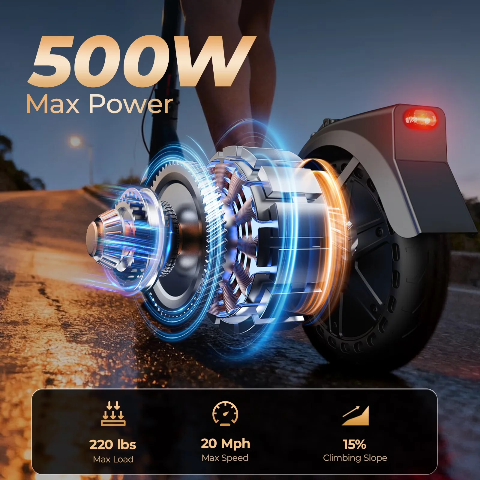 Scooter Premium with 500W, Foldable, E8 Pro Electric 500W 8.5" Solid Tire - Metal+Abs Black Model 474395