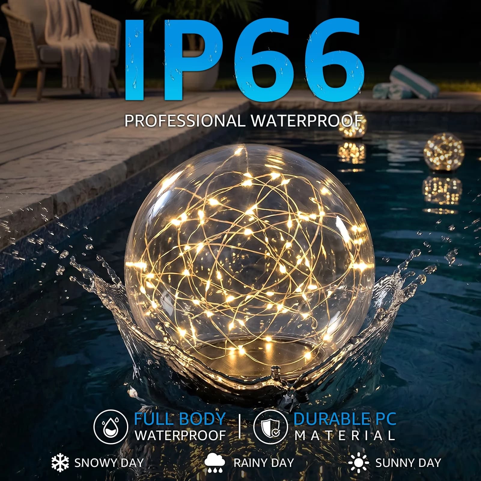 Quality Ceiling Lights Fixture with LED, Solar, Solar Garden - Plastic Clear Model EB9817