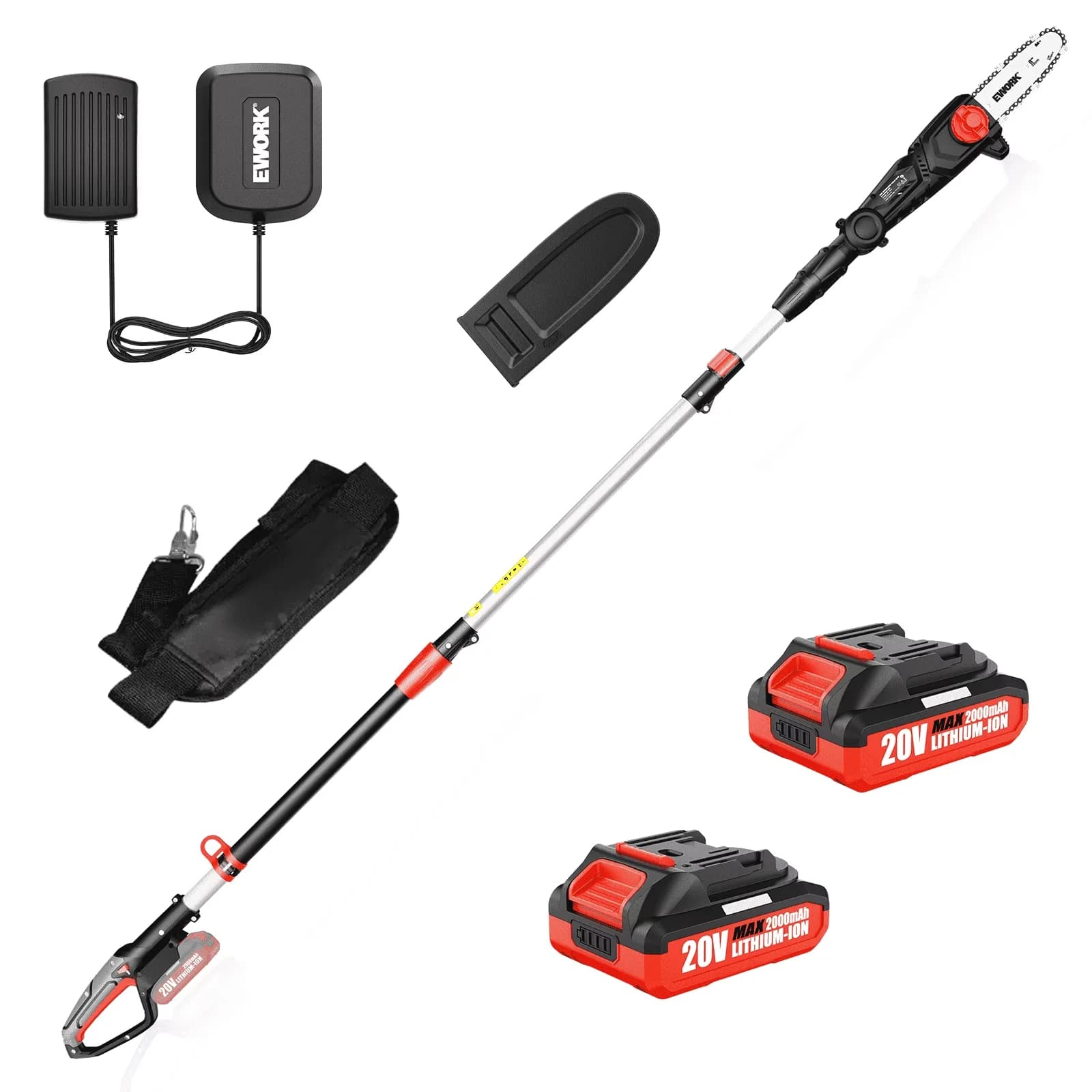 Quality Pole Saw with Battery, 20V, Automatic Chain Oiler - Black for Multiple Applications Model 792F6A