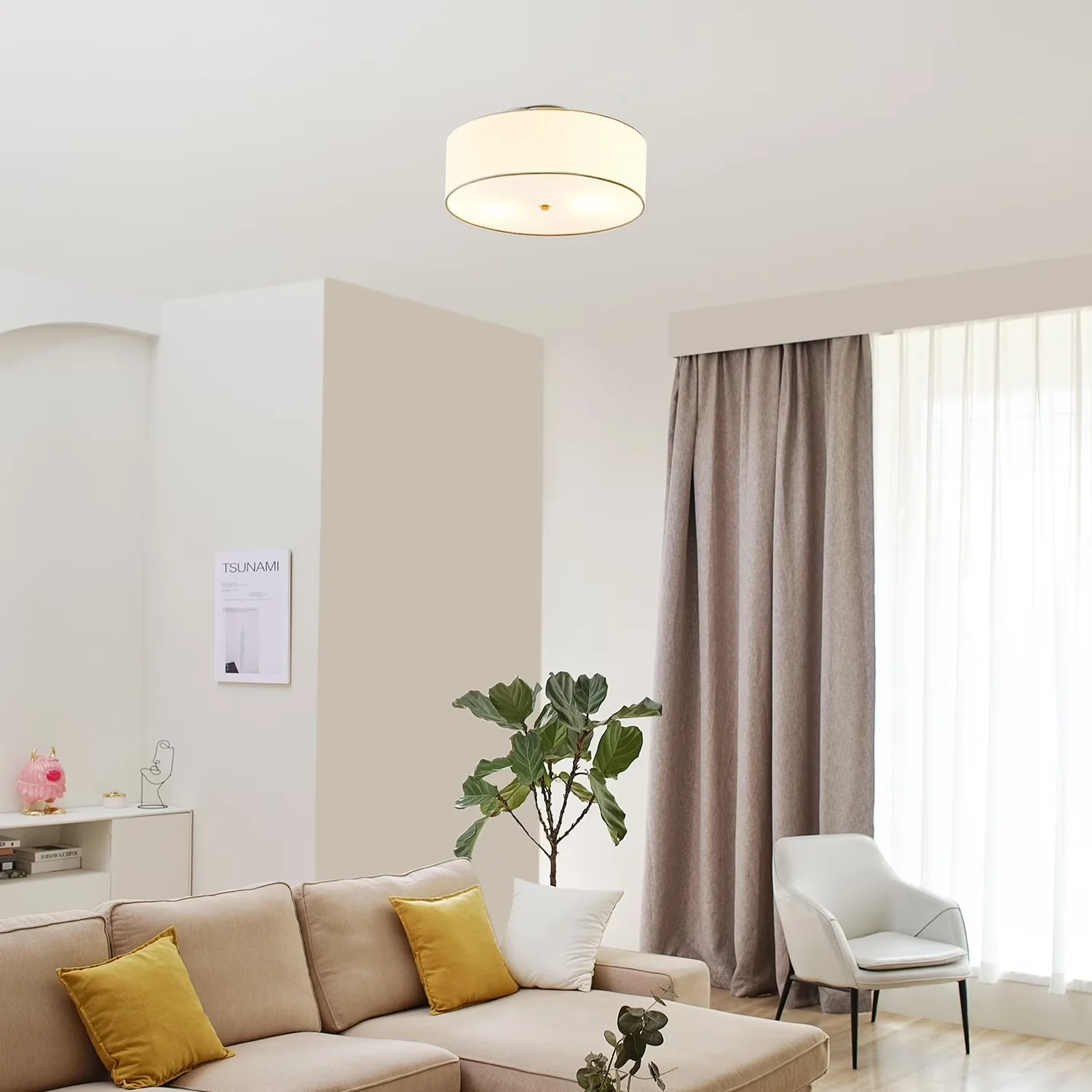 Ceiling Lights Fixture Efficient with LED, Dimmable, Minimalist - Metal Gold Model FC6180