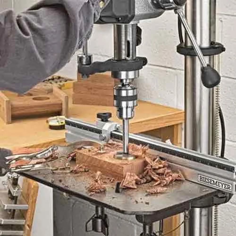Woodworking Efficient with Adjustable, Universal Drill Press Table Fence - Silver Model 127CB7