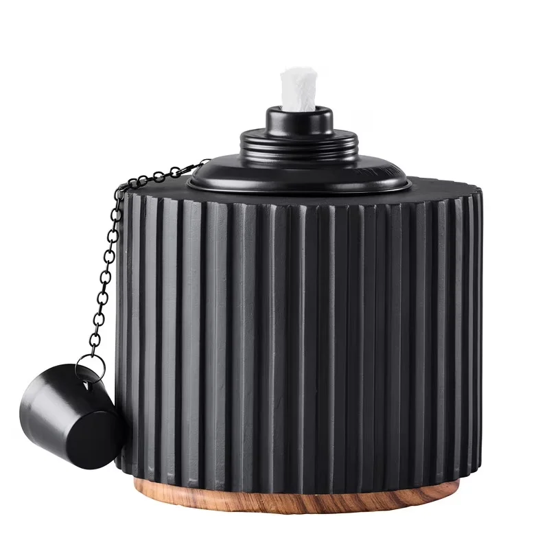 Outdoor Heating Professional with Includes metal snuffer cap, Tabletop torch made from concrete - Black Metal Model 639576