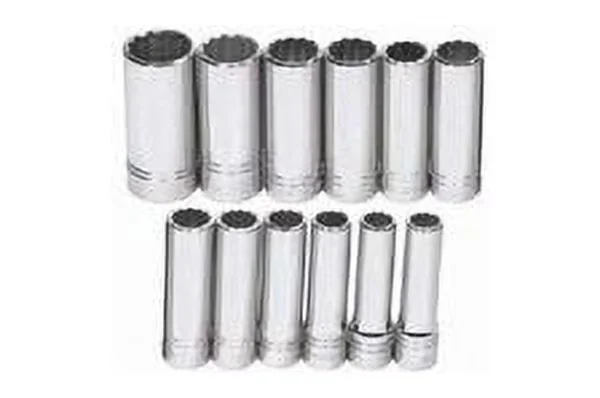 Hand Tool Set Efficient with 1/2" Drive Deep Socket 12-Pt 12-Piece, 12-Piece set, High polished chrome finish - Chrome Silver Model C632AA